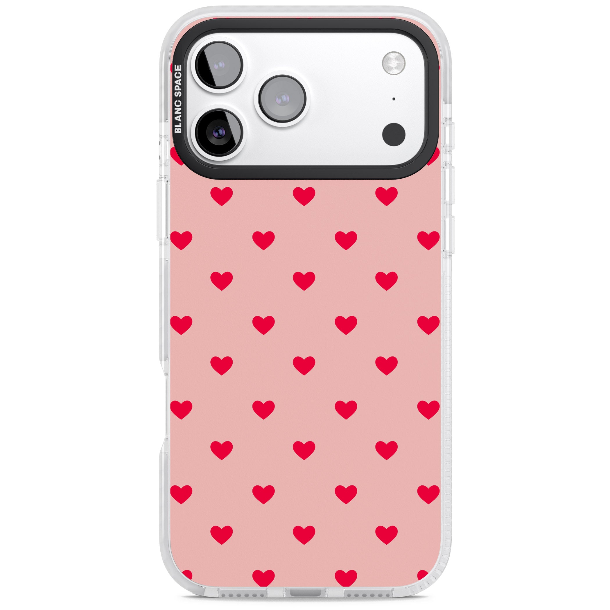 Small Heart Pattern: Red & Pink iPhone 17 Pro Impact Pro Clear Phone Case