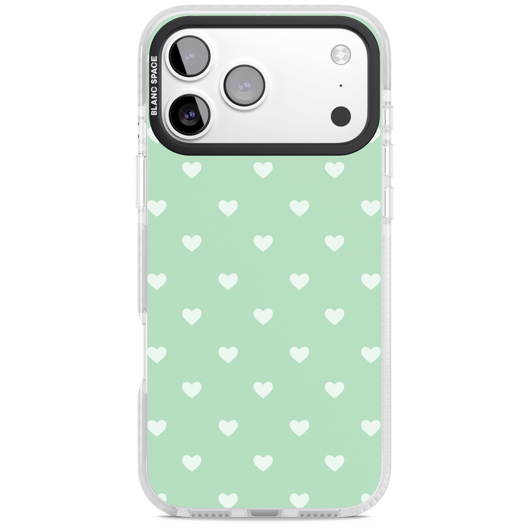 Small Heart Pattern: Green iPhone 17 Pro Impact Pro Clear Phone Case