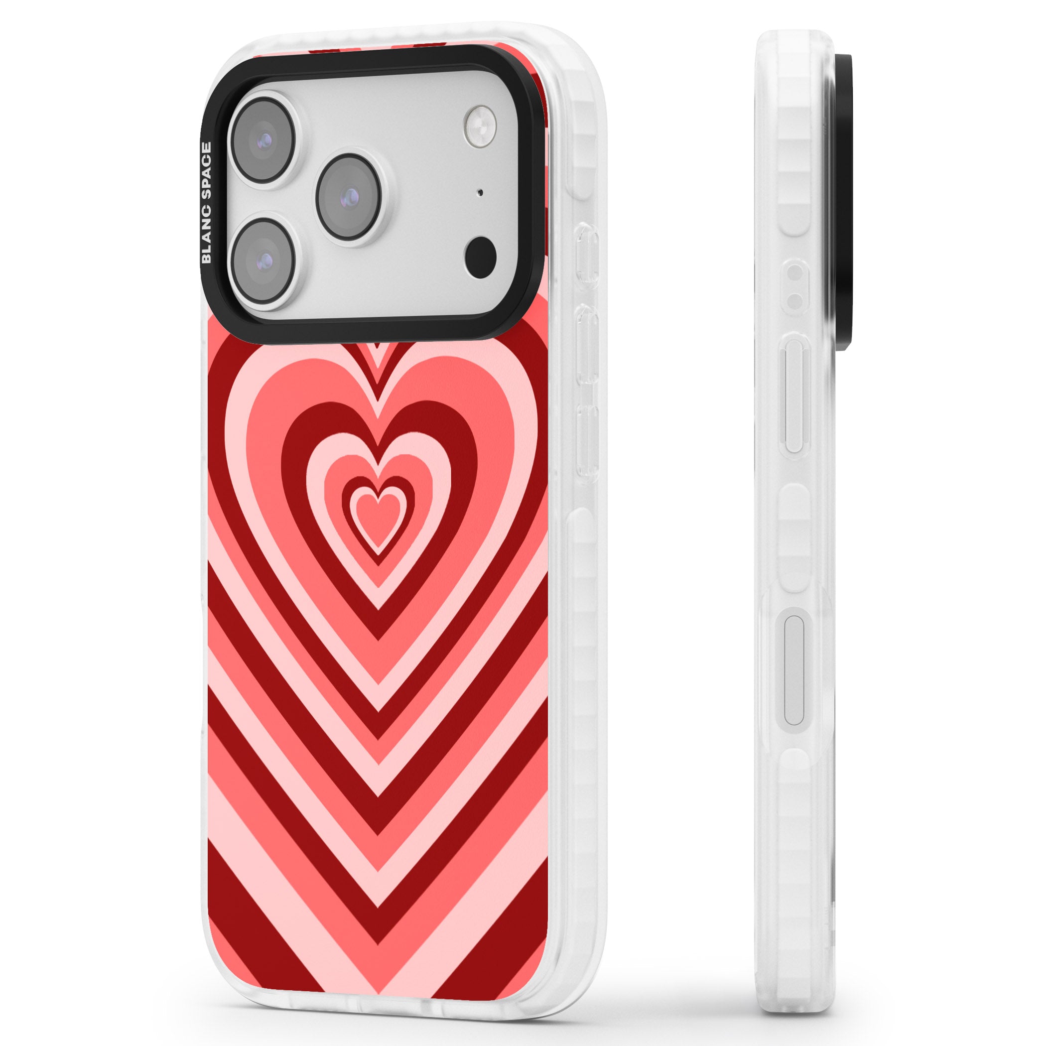Red Heart Illusion iPhone 17 Pro Max Impact Pro Clear Phone Case Side Profile