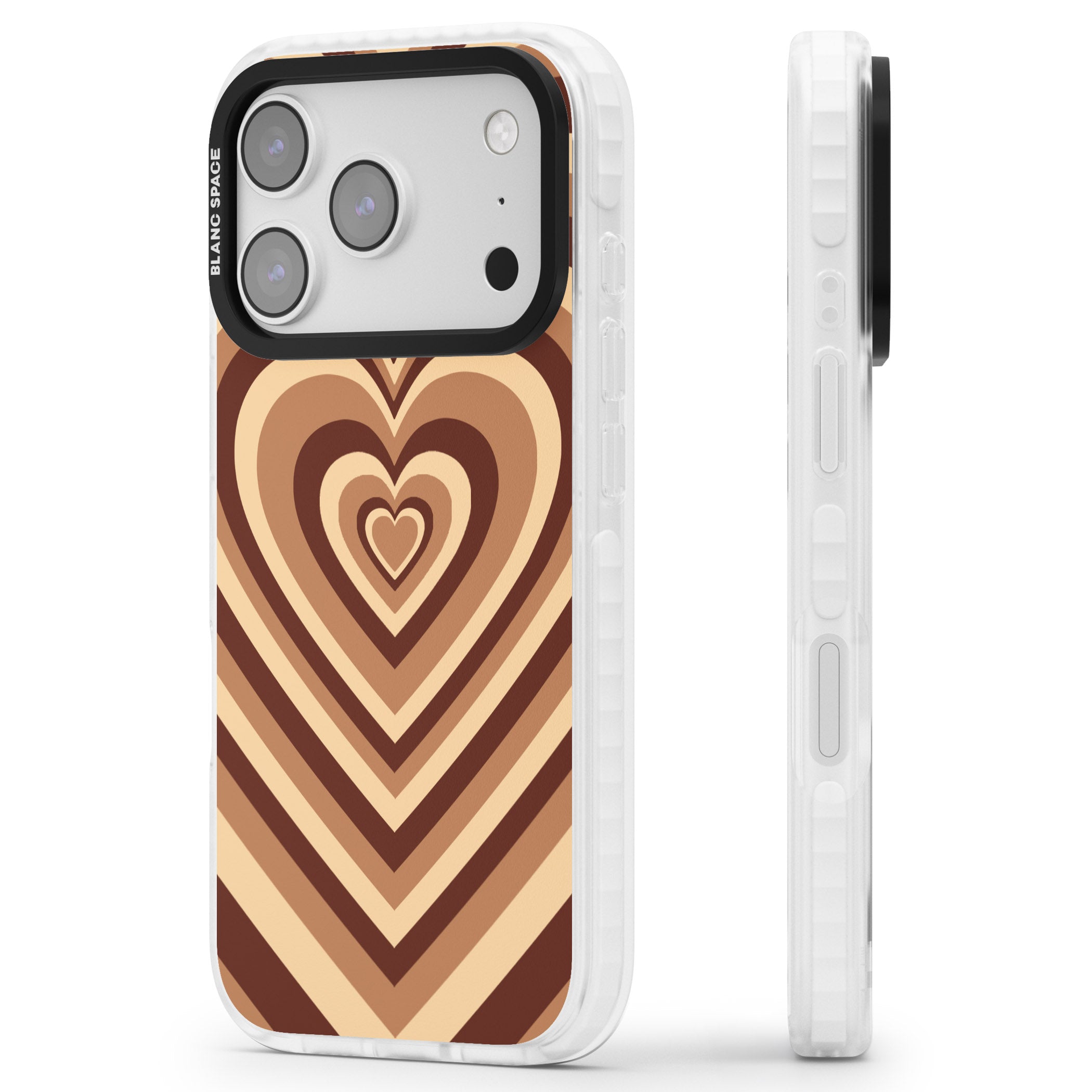 Latte Heart Illusion iPhone 17 Pro Max Impact Pro Clear Phone Case Side Profile