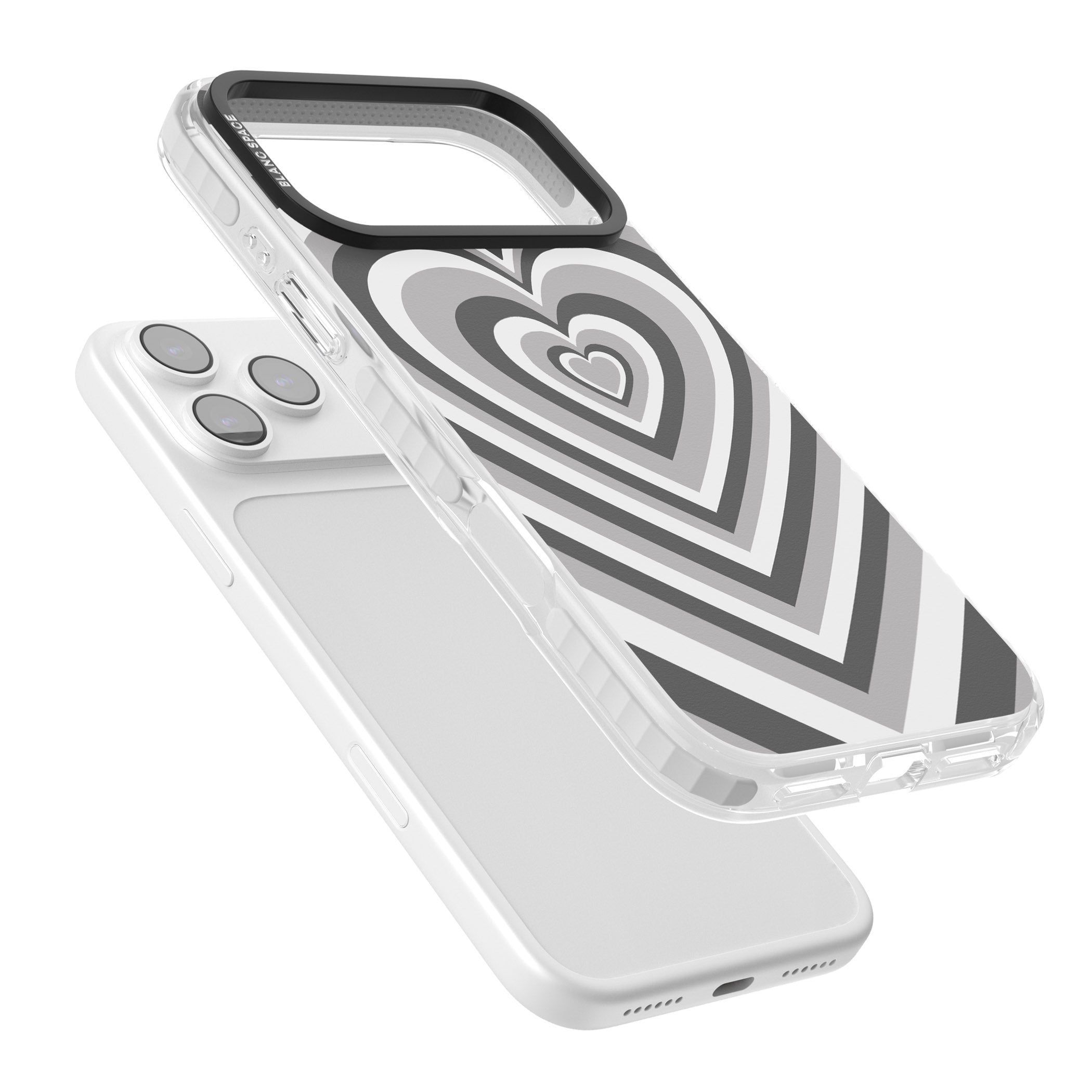 Monochrome Heart Illusion iPhone 17 Pro Max Impact Pro Clear Phone Case Colours