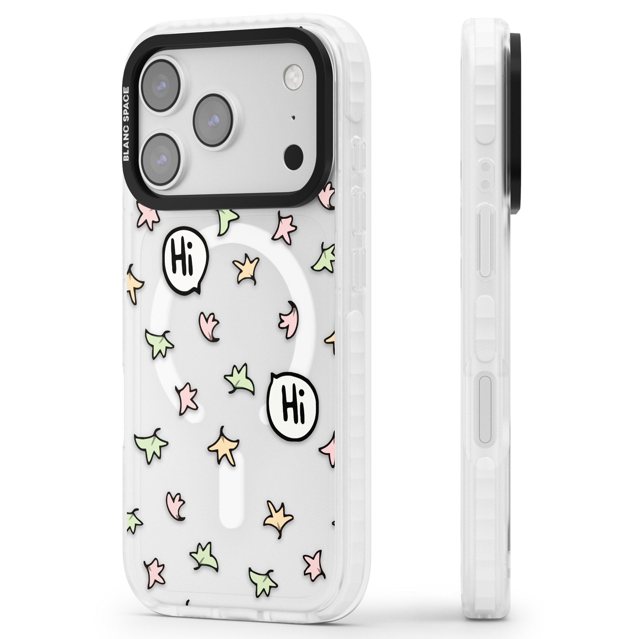 Heartstopper Leaves Pattern iPhone 17 Pro Max Impact Pro Clear Phone Case Side Profile