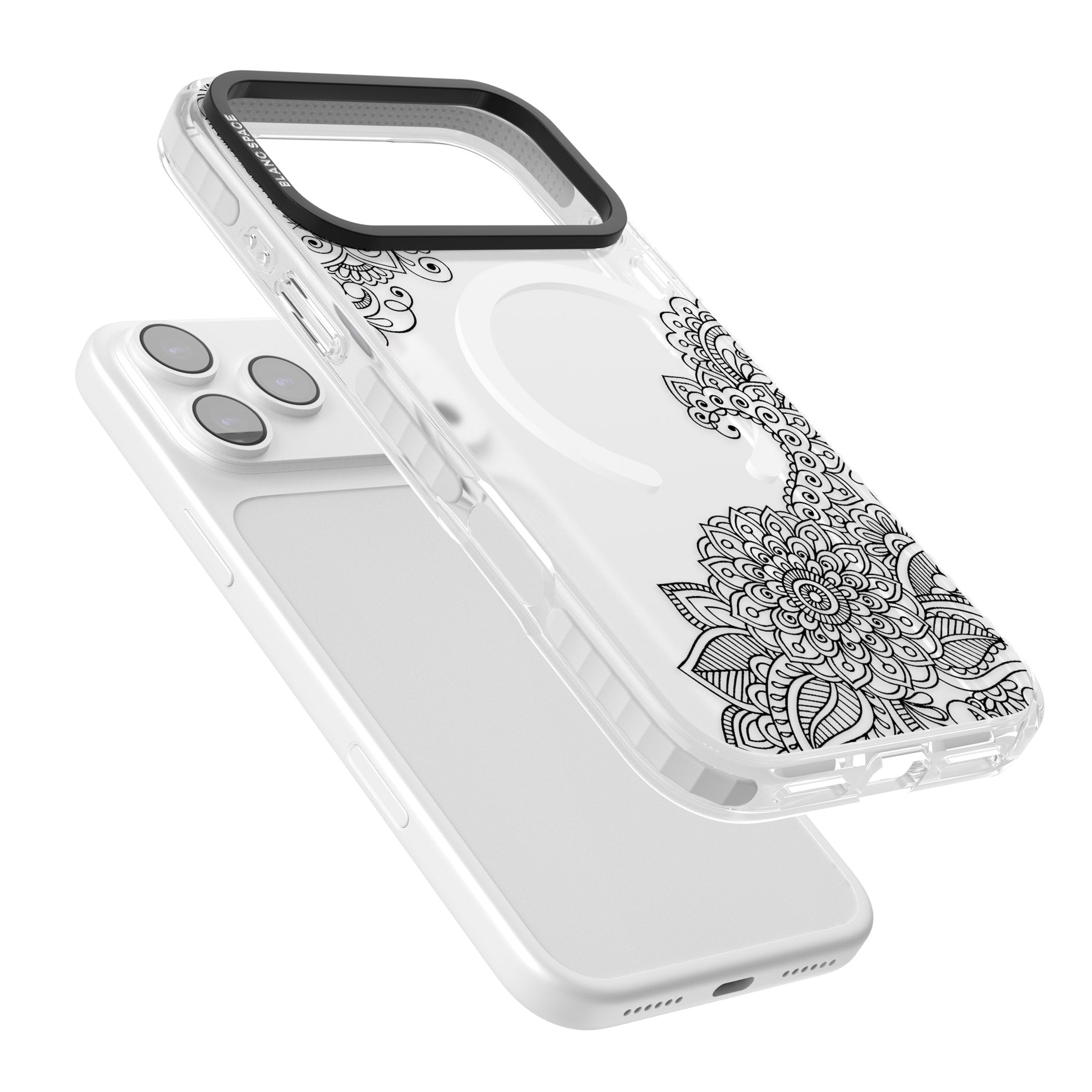 Black Henna Botanicals iPhone 17 Pro Max Impact Pro Clear Phone Case Colours
