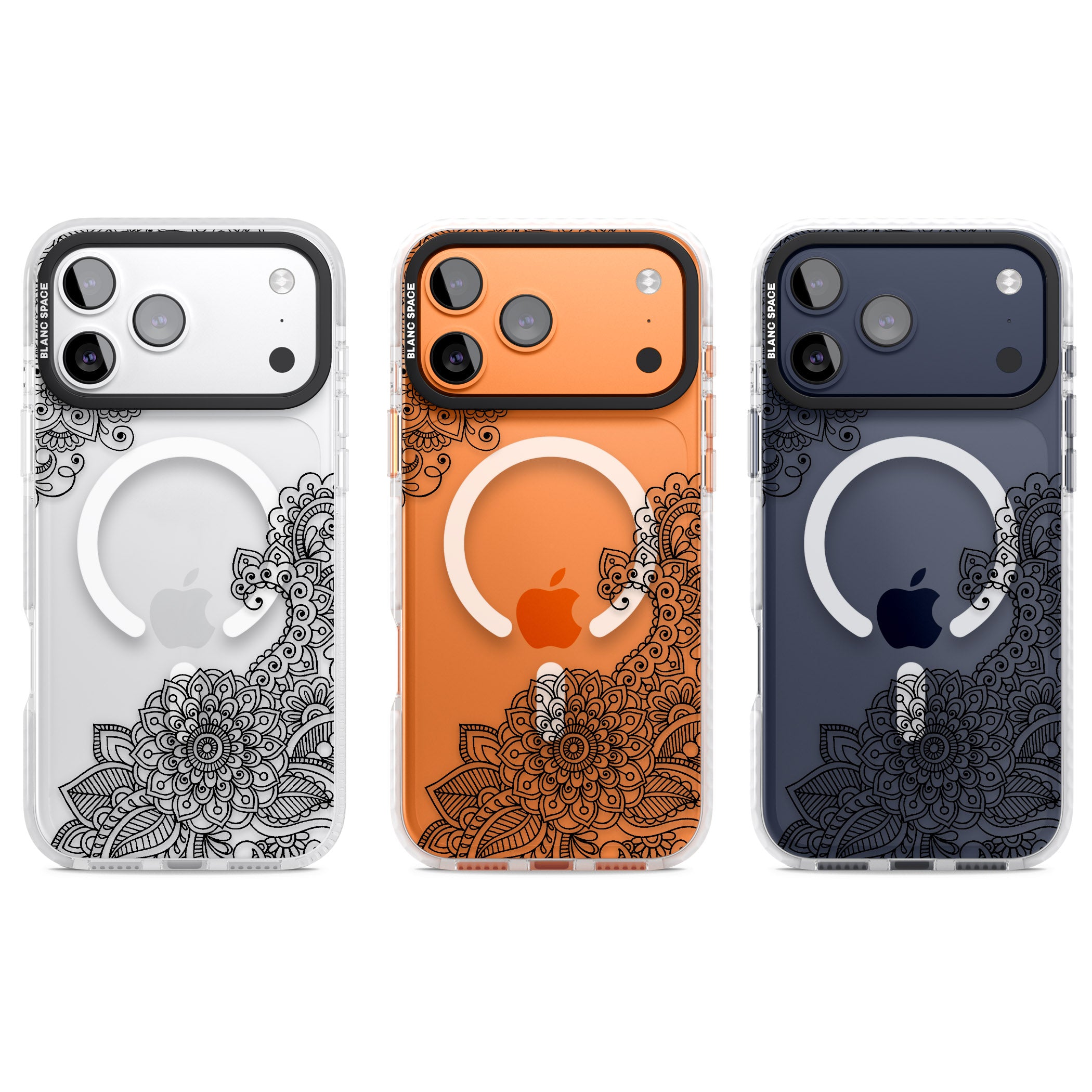 Black Henna Botanicals iPhone 17 Pro Impact Pro Clear Phone Case APT Impact Protection