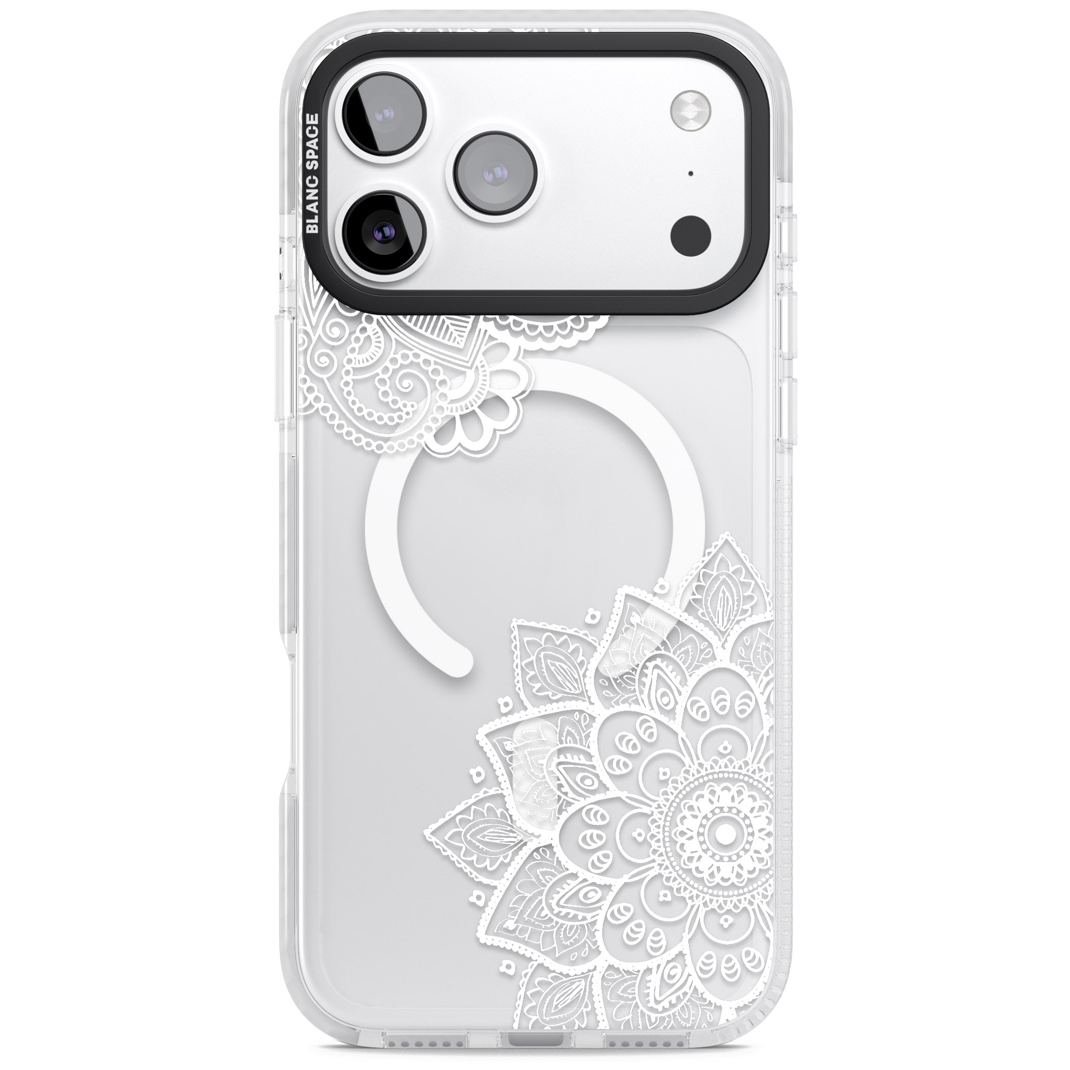 White Henna Florals iPhone 17 Pro Max Impact Pro Clear Phone Case