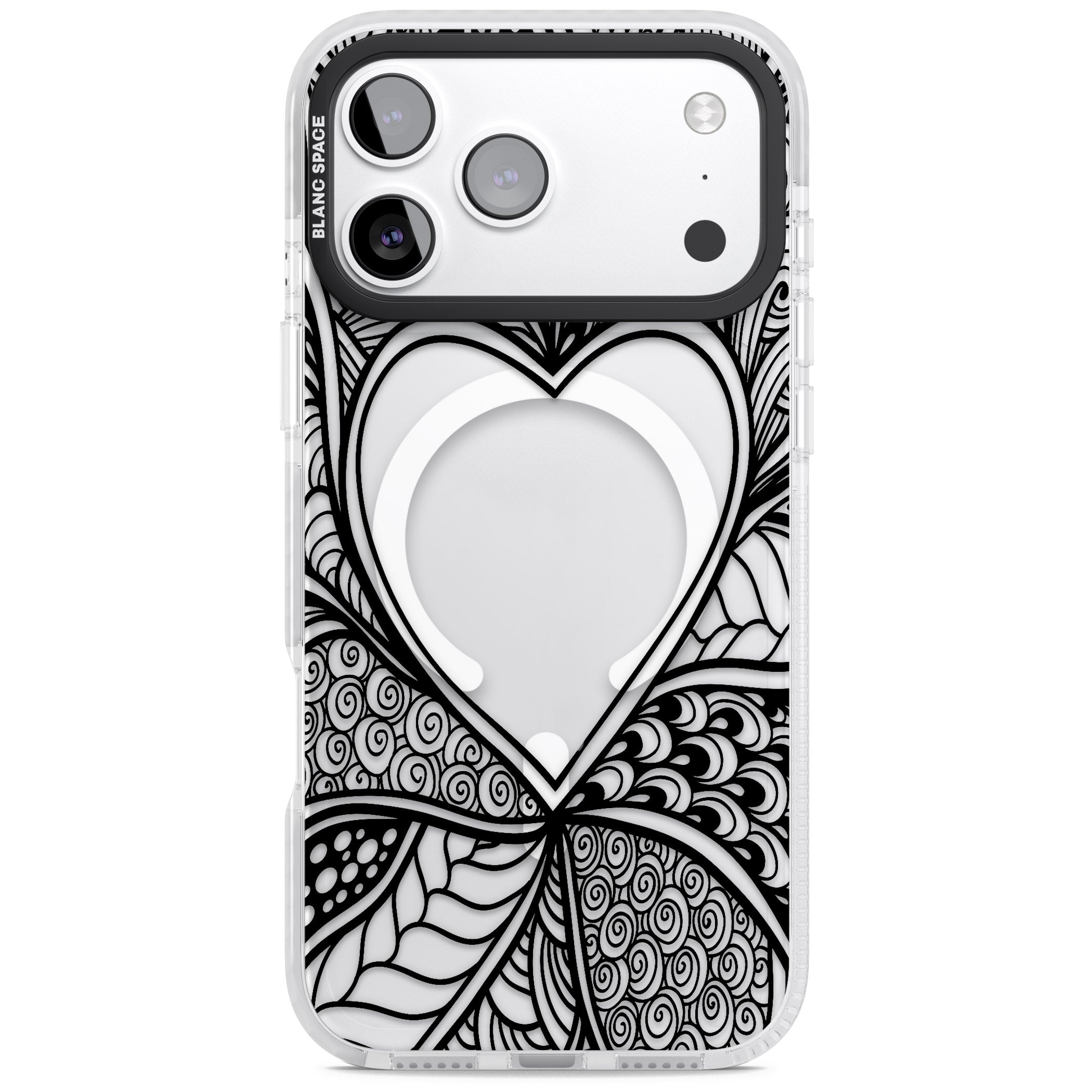 Black Henna Heart iPhone 17 Pro Max Impact Pro Clear Phone Case