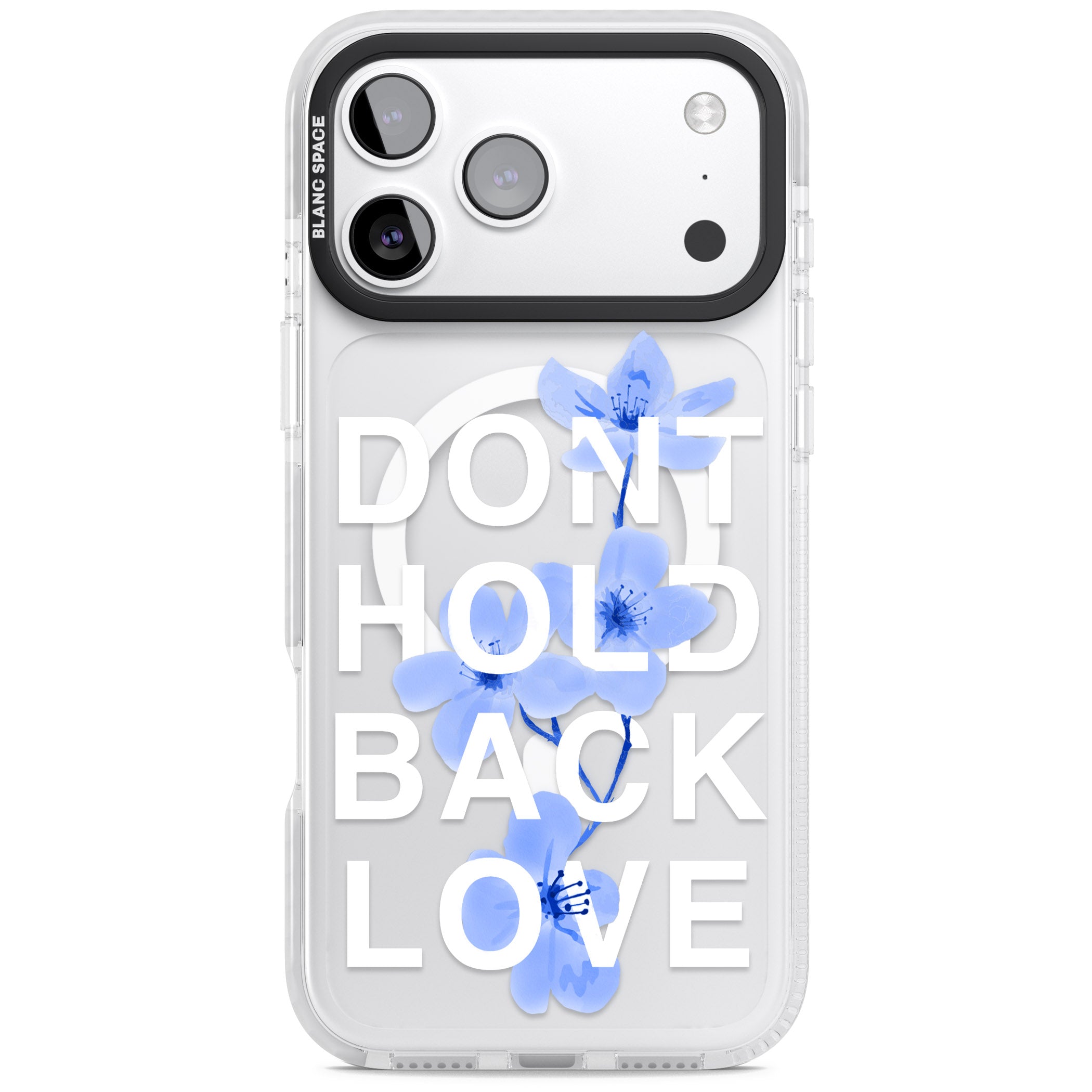 Don'T Hold Back Love Blue & White iPhone 17 Pro Max Impact Pro Clear Phone Case