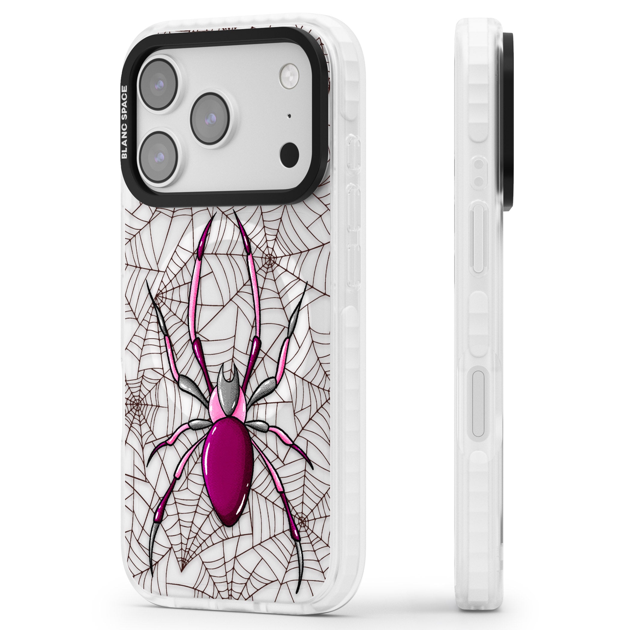 Arachnophobia iPhone 17 Pro Max Impact Pro Clear Phone Case Side Profile