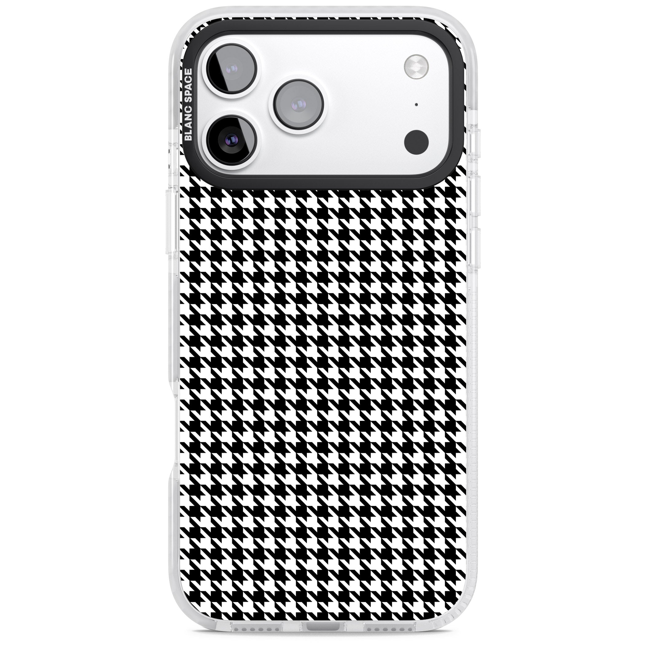 Black Houndstooth Pattern iPhone 17 Pro Max Impact Pro Clear Phone Case