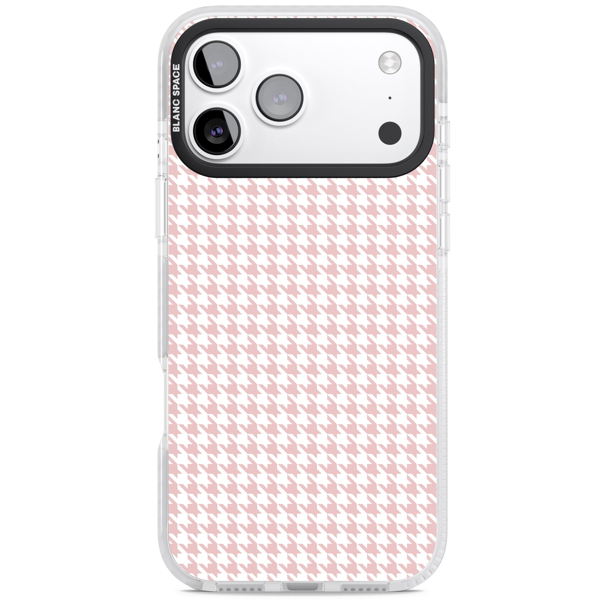 Pink Houndstooth Pattern iPhone 17 Pro Max Impact Pro Clear Phone Case