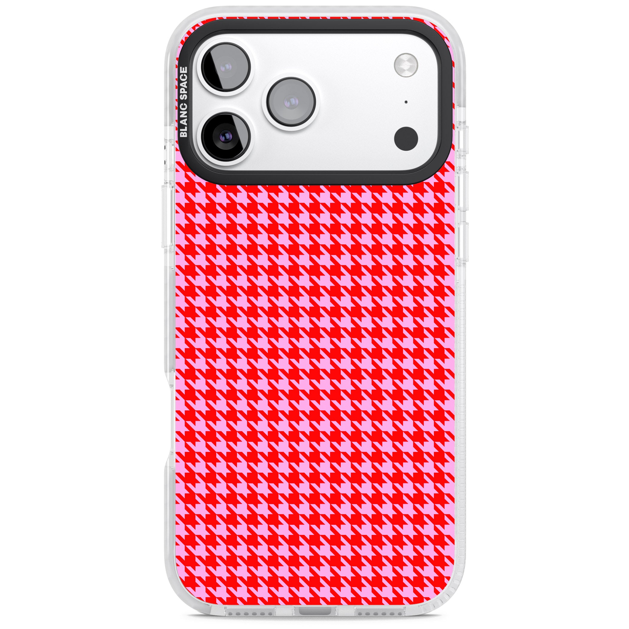 Neon Pink & Red Houndstooth iPhone 17 Pro Max Impact Pro Clear Phone Case
