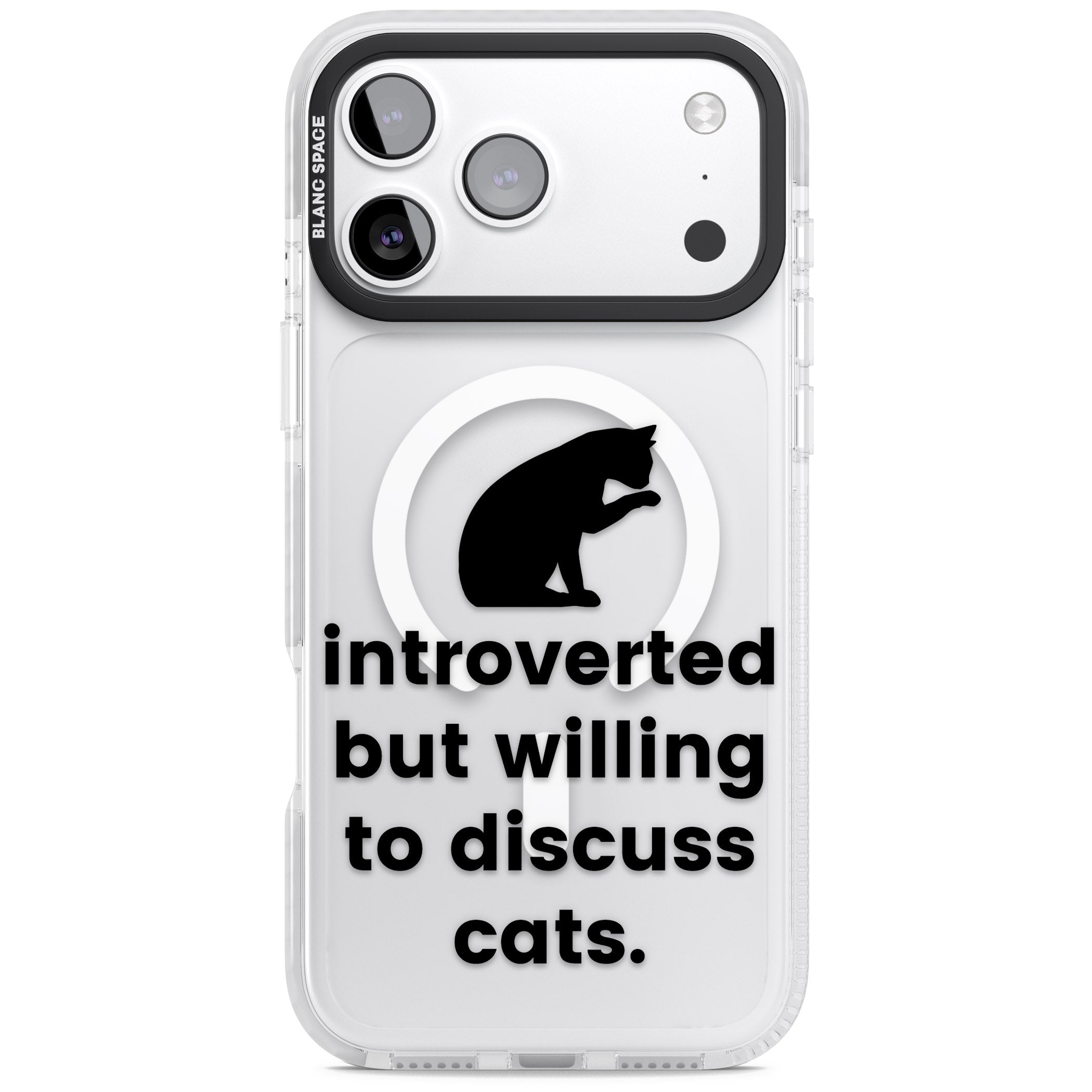 Introverted But Willing To Discuss Cats iPhone 17 Pro Max Impact Pro Clear Phone Case