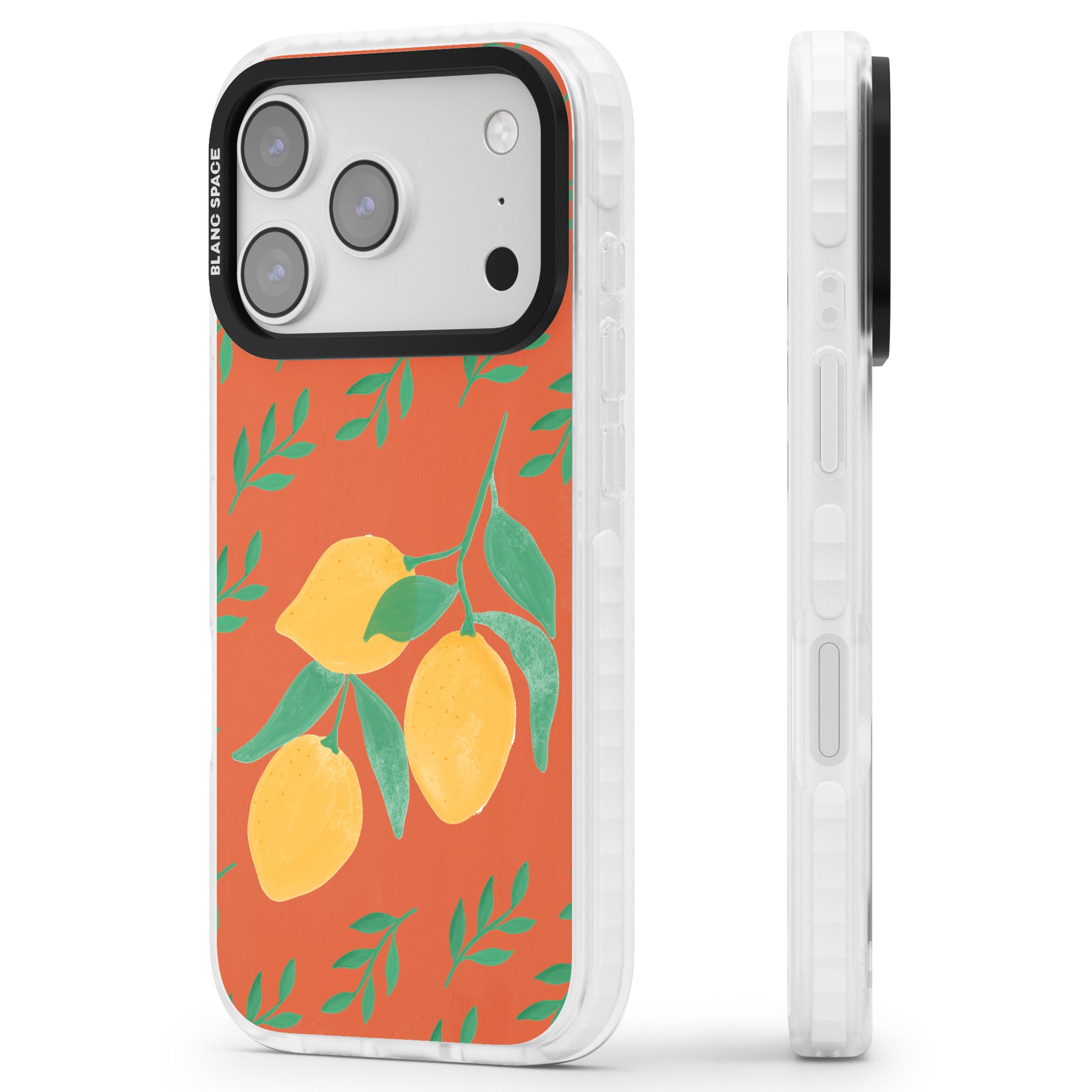 Tuscan Lemons iPhone 17 Pro Max Impact Pro Clear Phone Case Side Profile