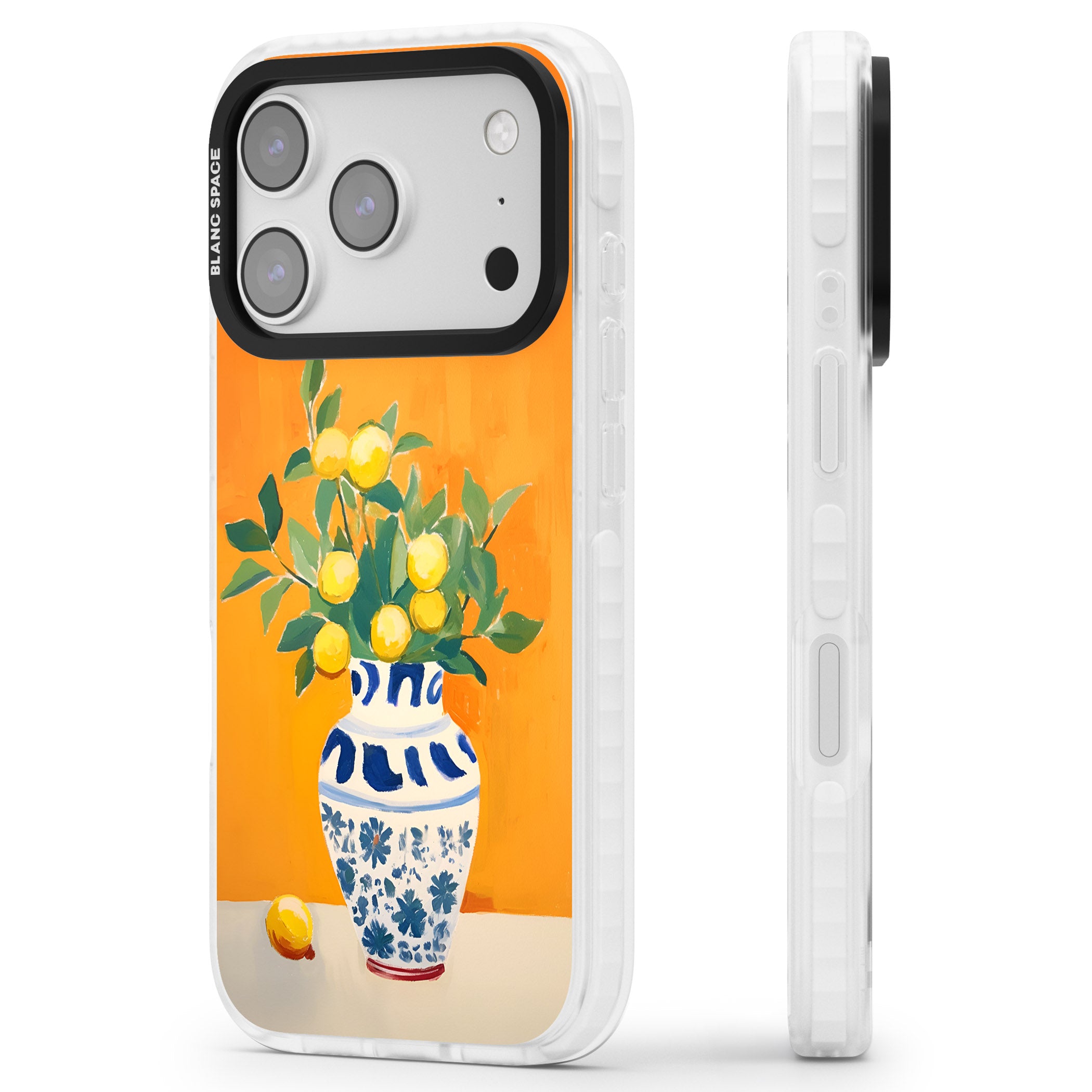 Lemon Vase iPhone 17 Pro Max Impact Pro Clear Phone Case Side Profile