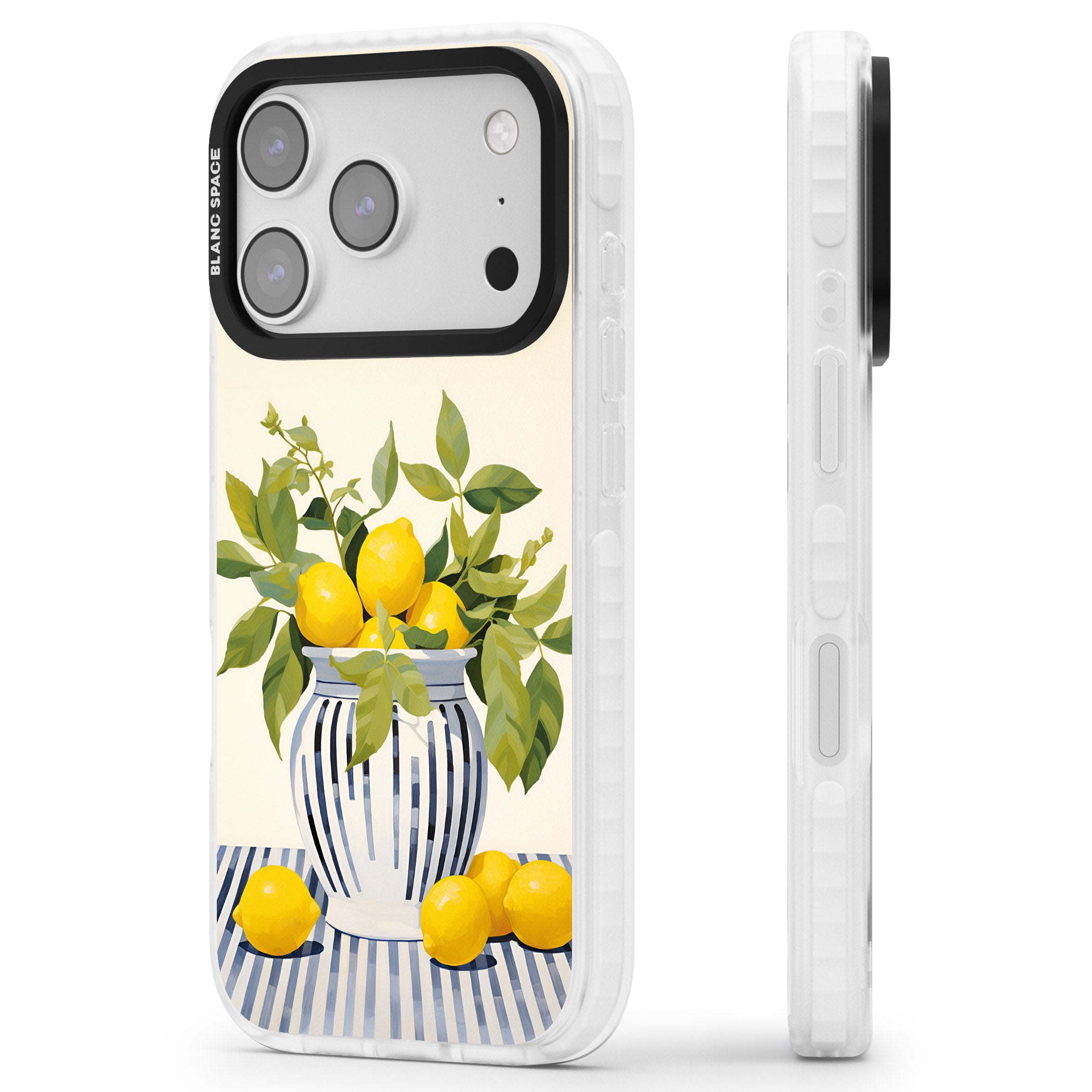 Lemon Plant Vase iPhone 17 Pro Max Impact Pro Clear Phone Case Side Profile