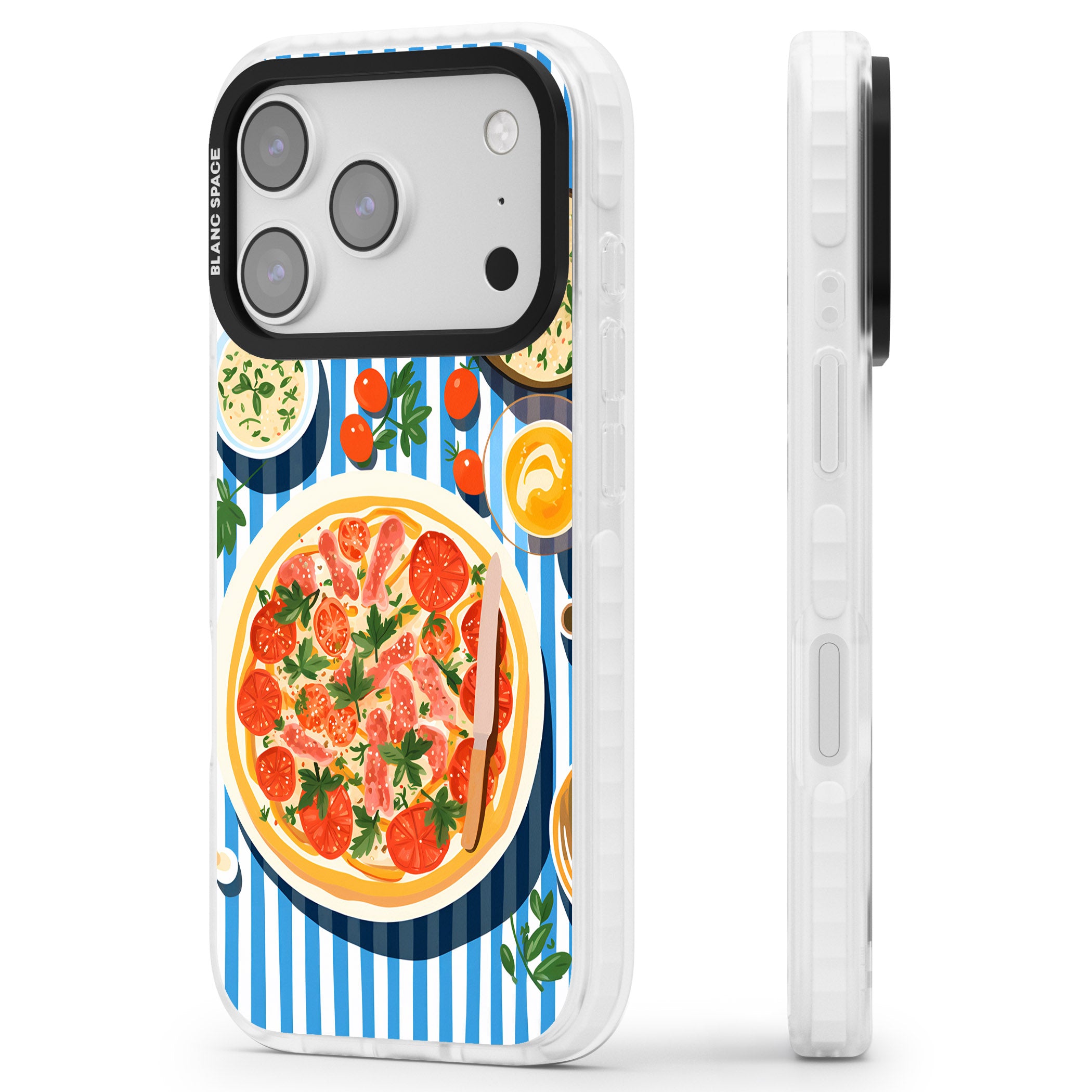 Italian Platter iPhone 17 Pro Max Impact Pro Clear Phone Case Side Profile