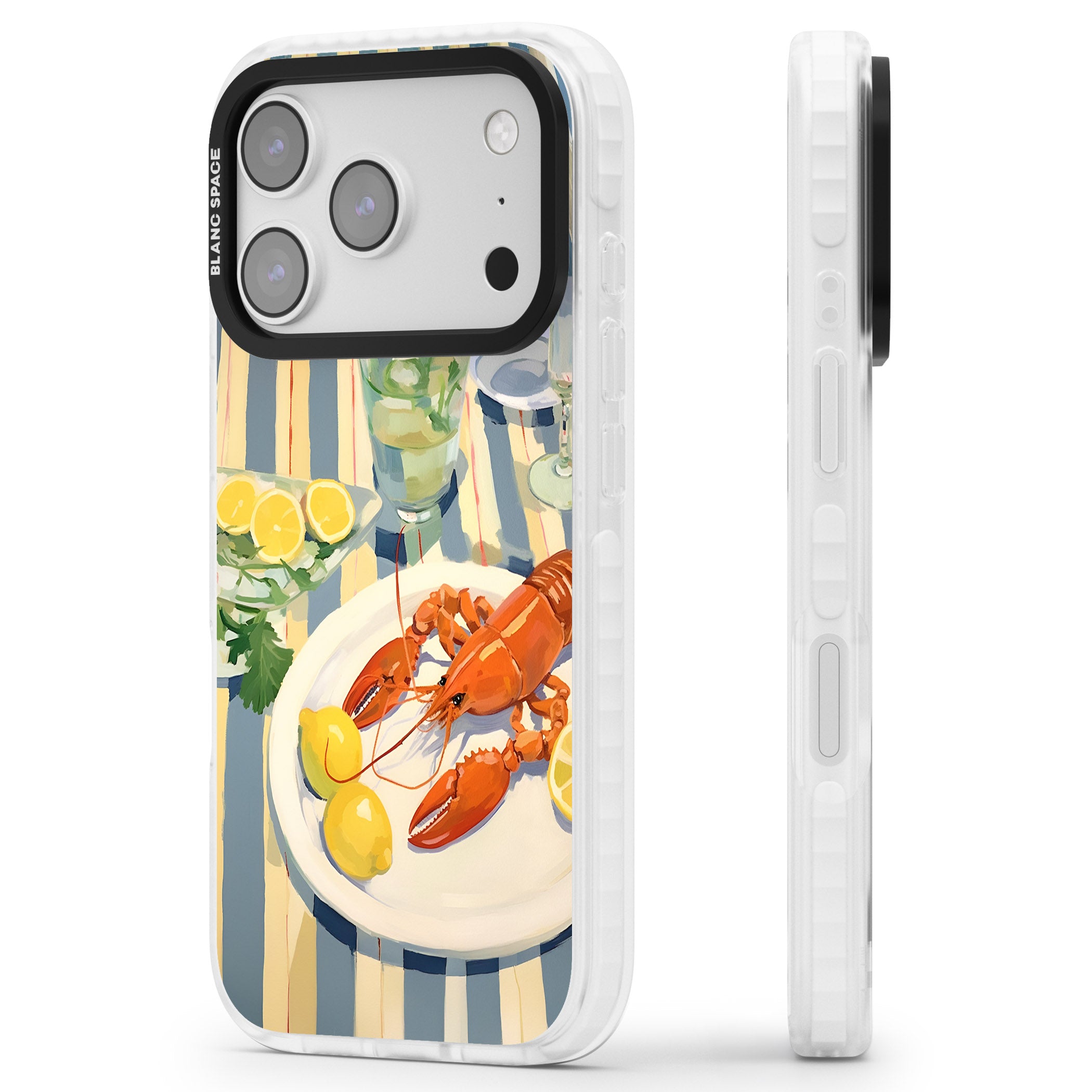 Lobster & Lemons iPhone 17 Pro Max Impact Pro Clear Phone Case Side Profile