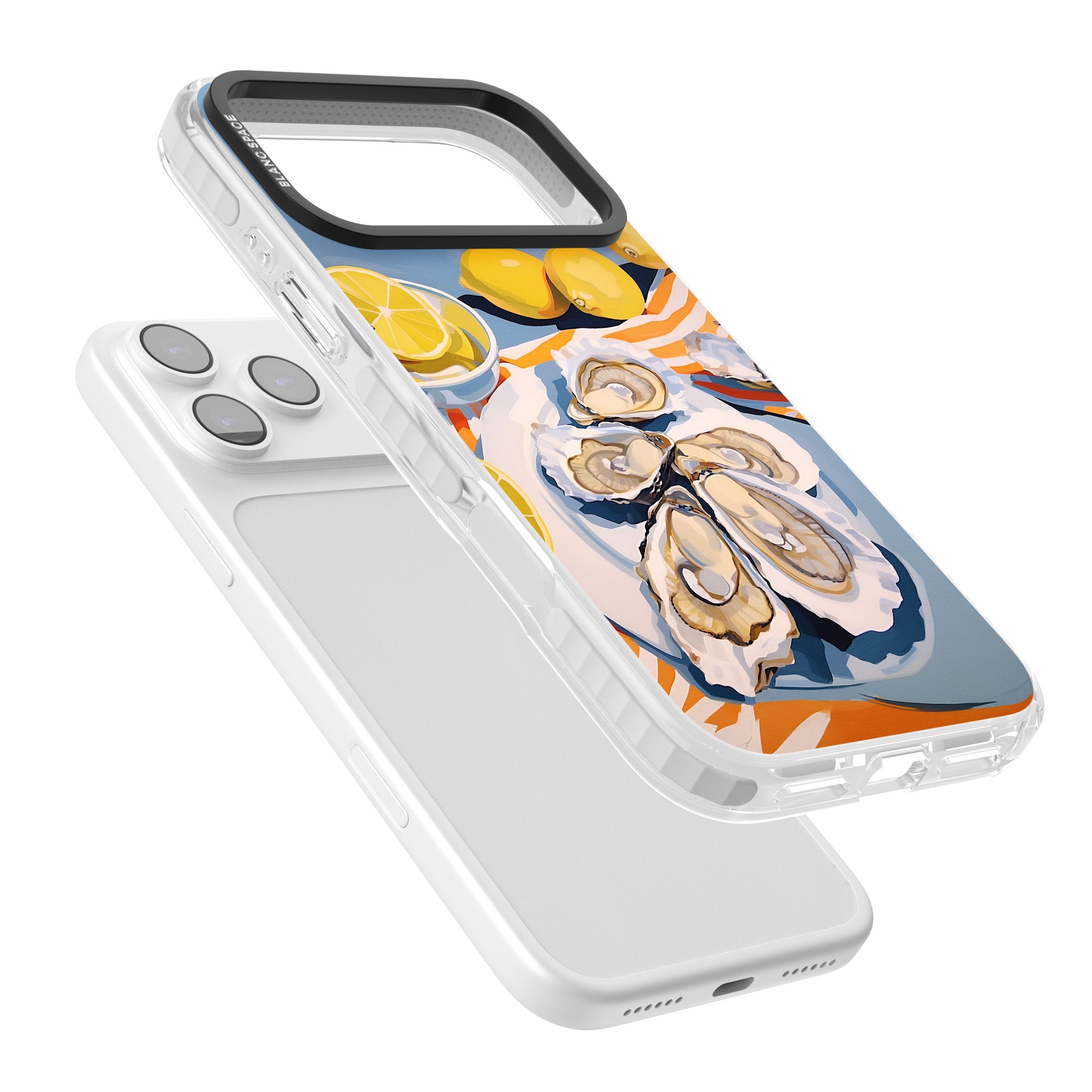 Fresh Oysters & Lemons iPhone 17 Pro Max Impact Pro Clear Phone Case Colours