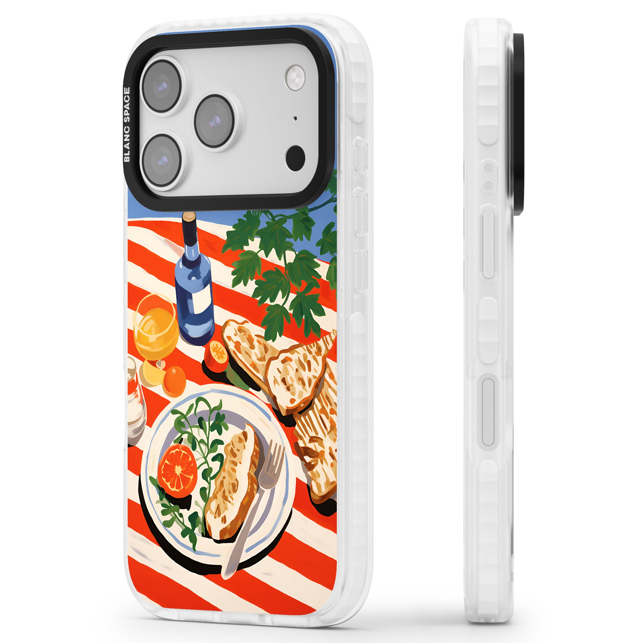 Mediterranean Lunch Table iPhone 17 Pro Max Impact Pro Clear Phone Case Side Profile