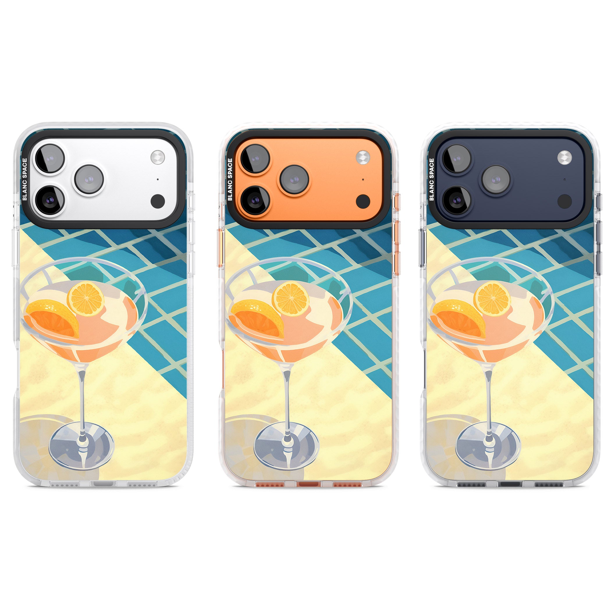 Poolside Citrus Cocktail iPhone 17 Pro Impact Pro Clear Phone Case APT Impact Protection