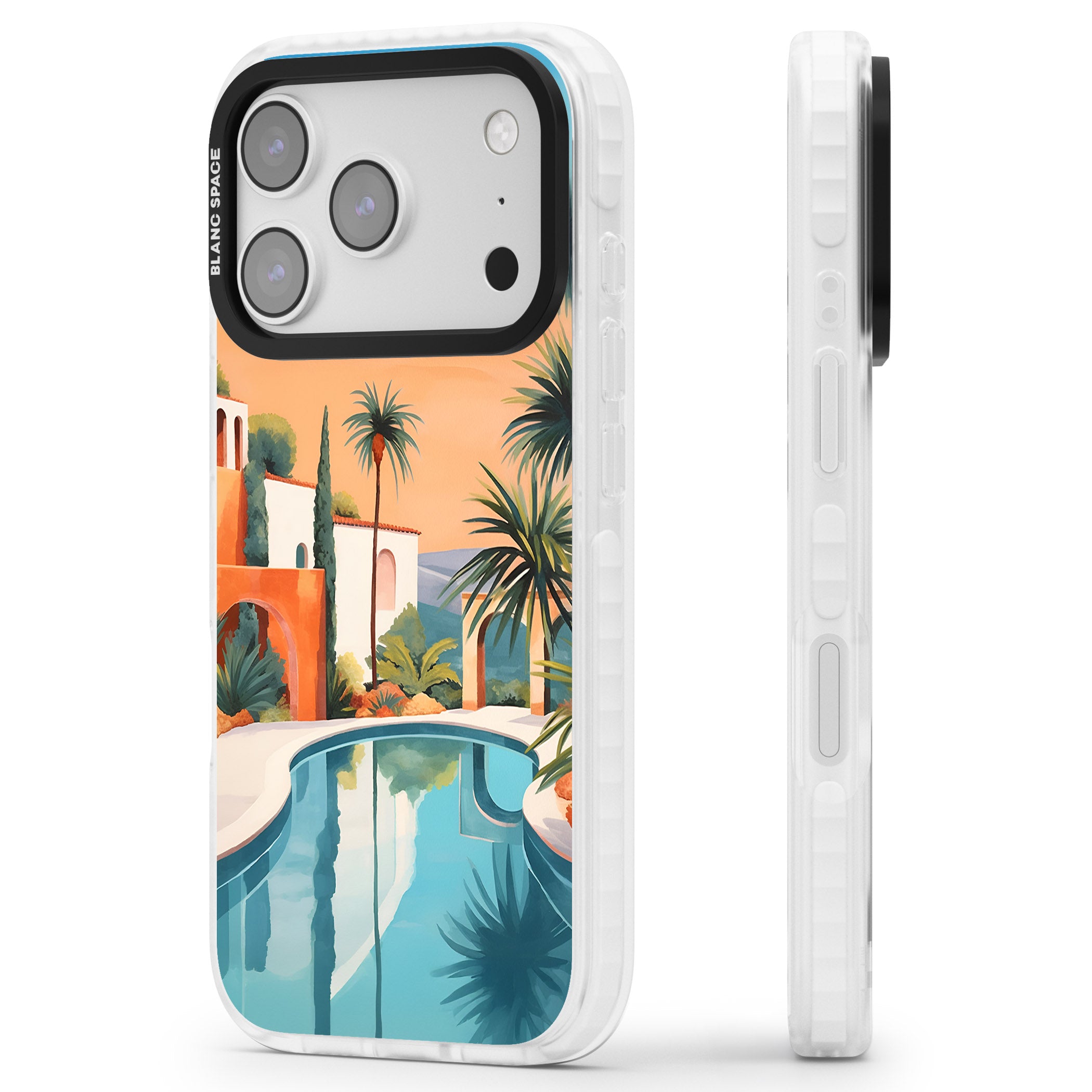 Villa Sunset iPhone 17 Pro Max Impact Pro Clear Phone Case Side Profile