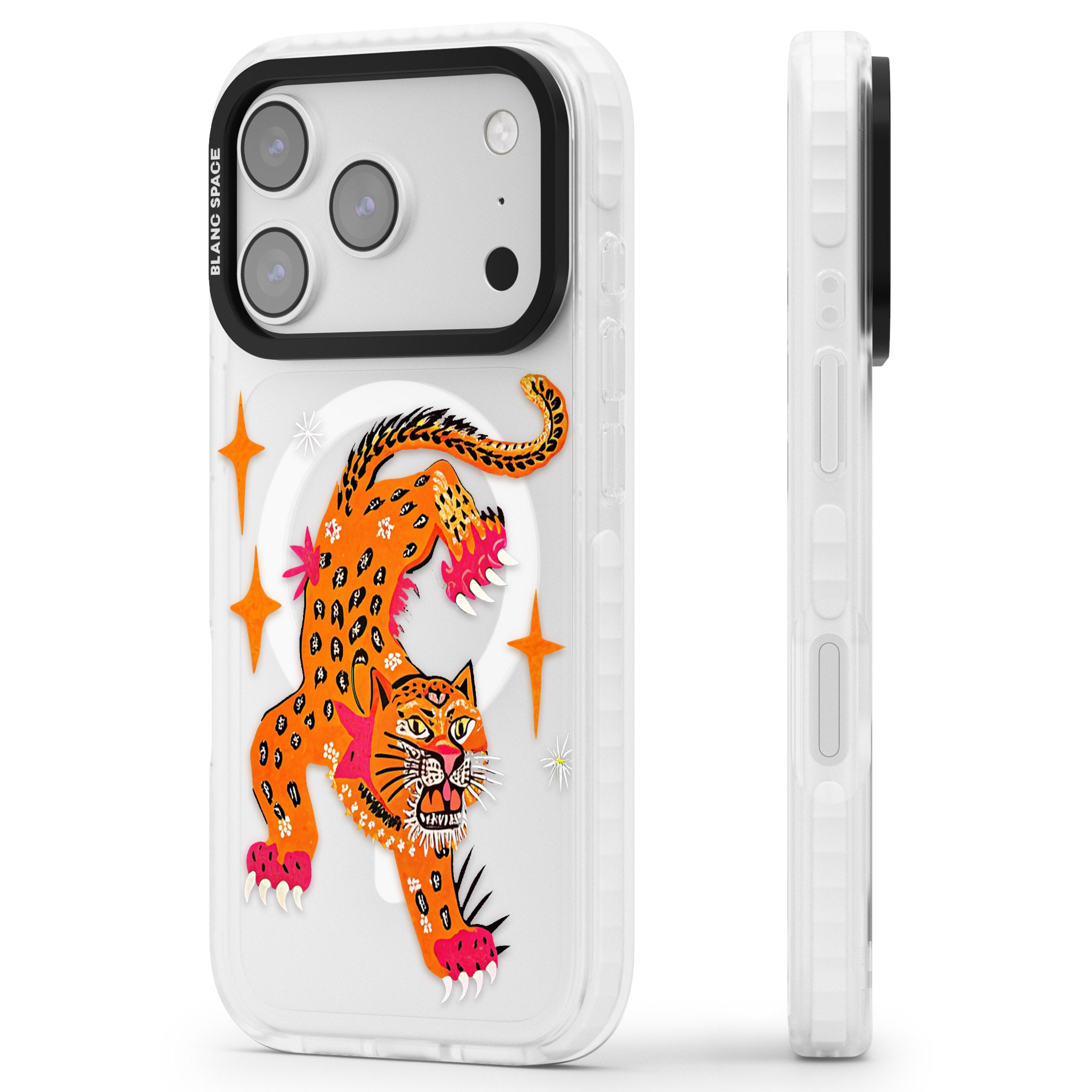 Fierce Jaguar Clear iPhone 17 Pro Max Impact Pro Clear Phone Case Side Profile