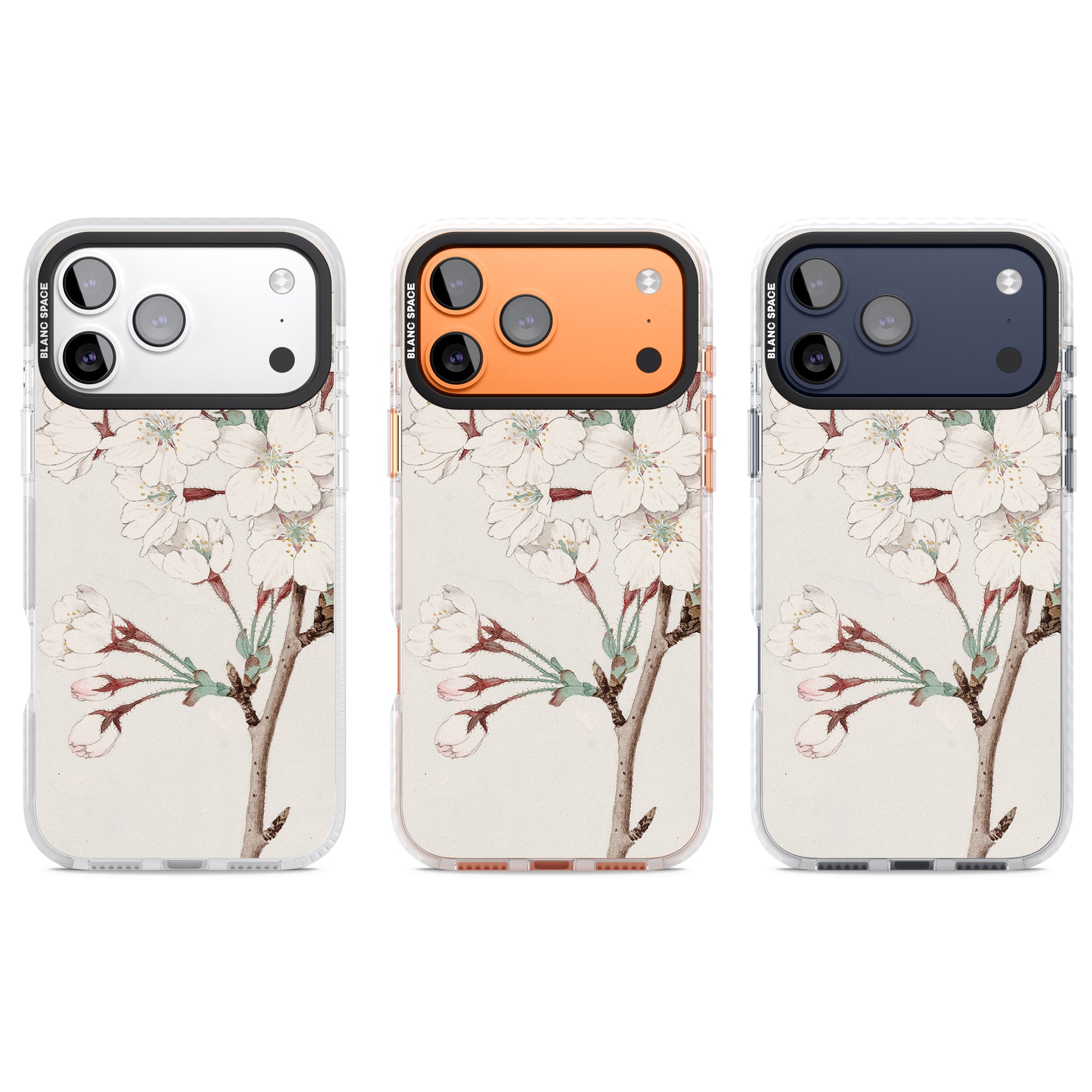 Vintage Japanese Illustrations Cherry Blossoms iPhone 17 Pro Impact Pro Clear Phone Case APT Impact Protection