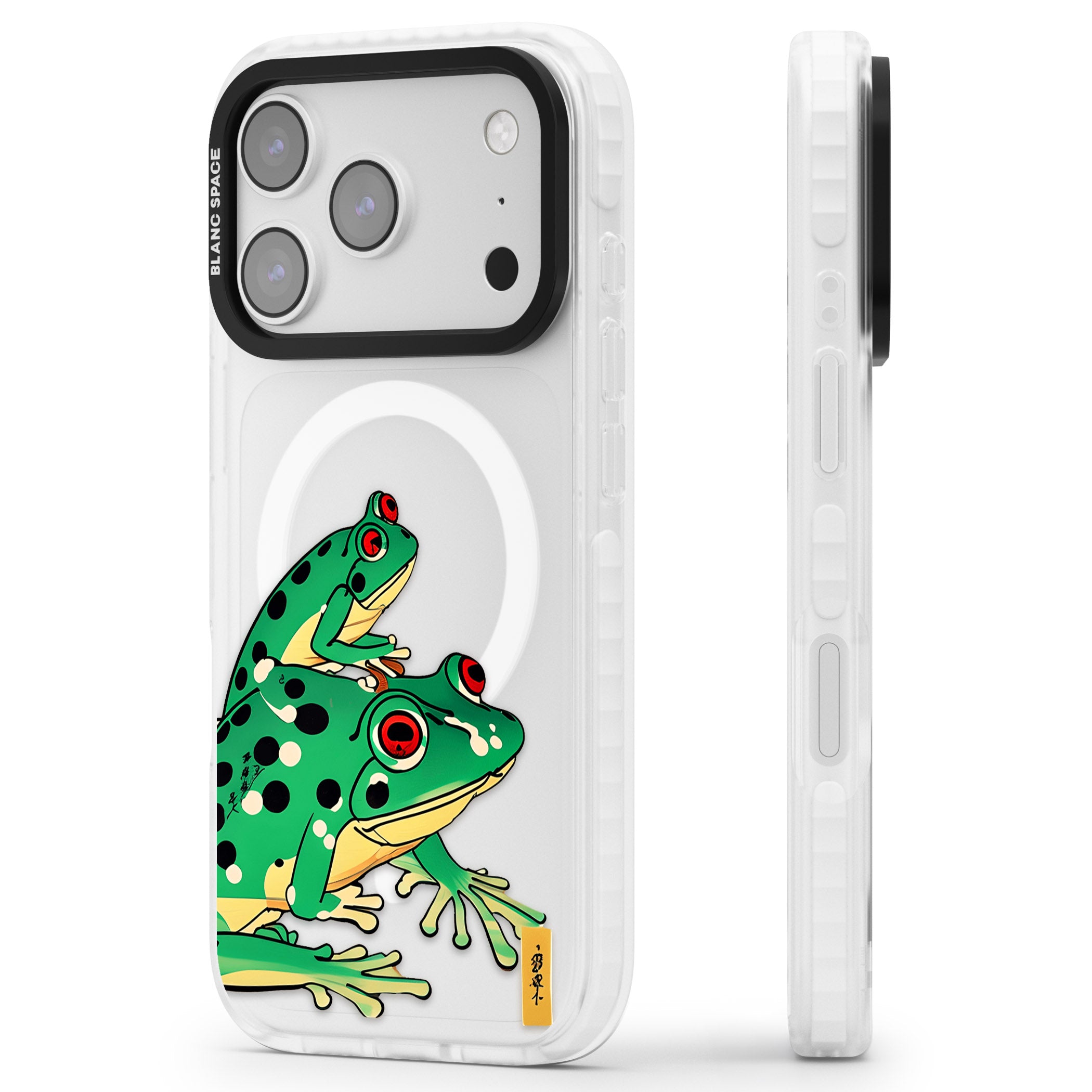 Matsumoto Hoji Frog Green iPhone 17 Pro Max Impact Pro Clear Phone Case Side Profile