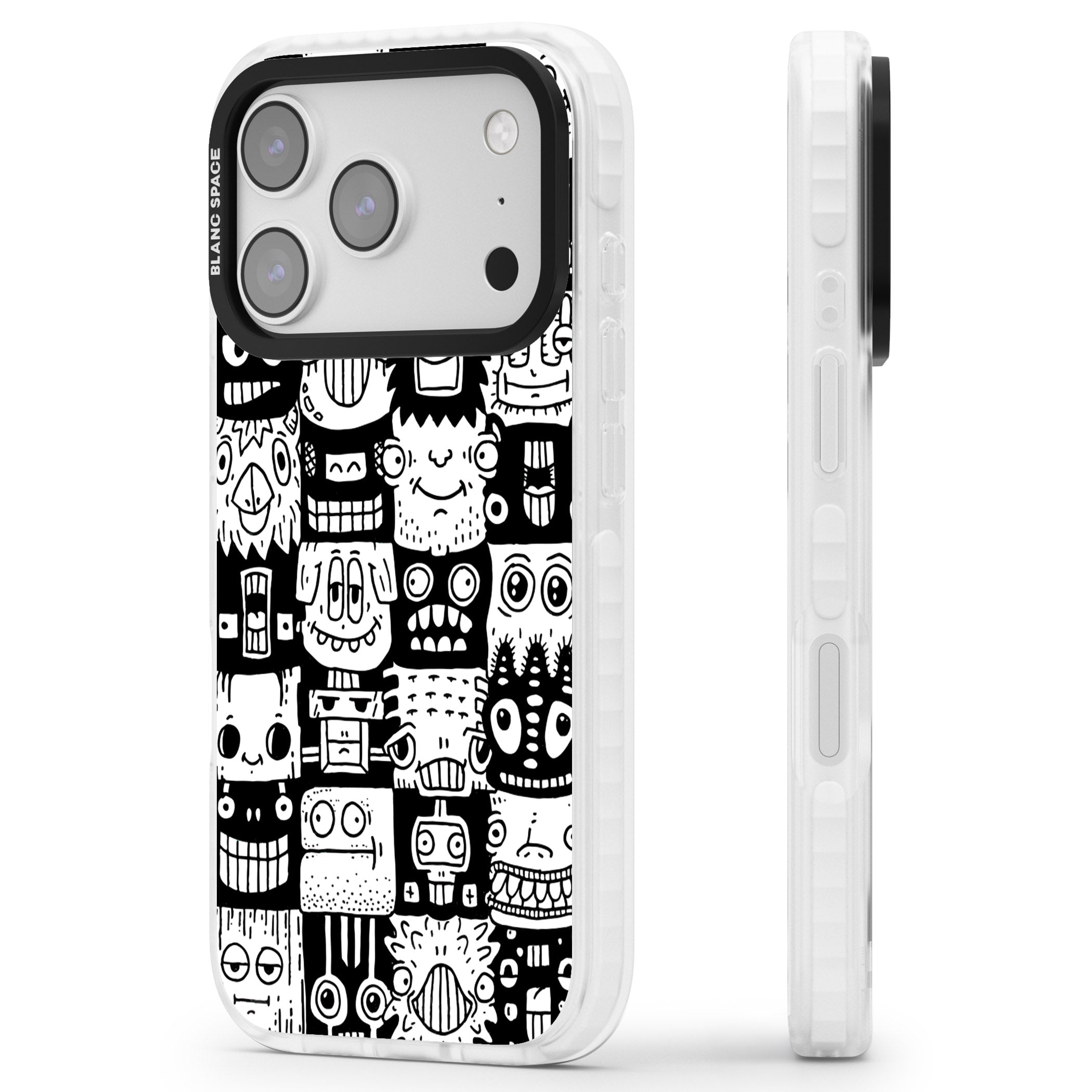 Checkerboard Heads iPhone 17 Pro Max Impact Pro Clear Phone Case Side Profile