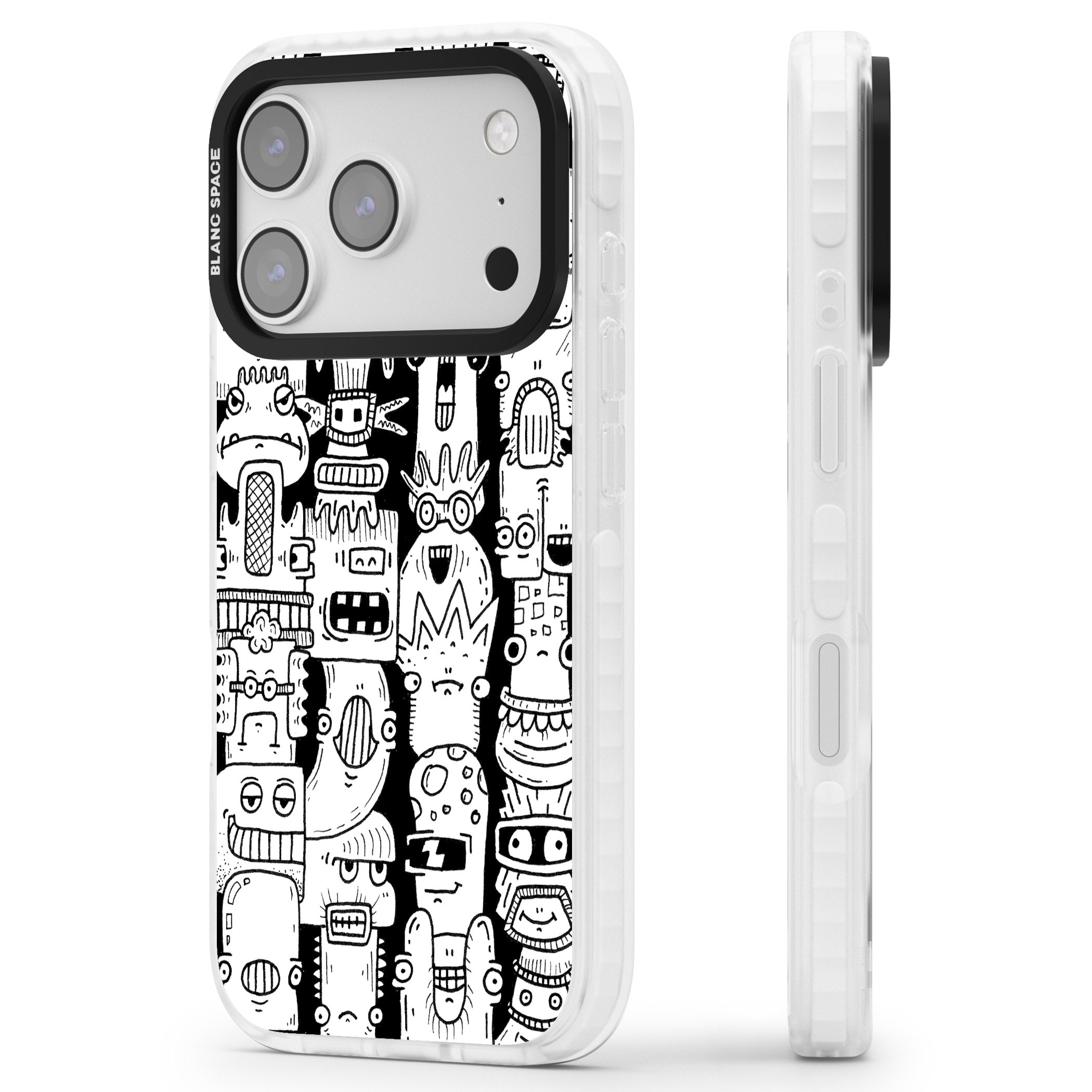 Monochrome Heads iPhone 17 Pro Max Impact Pro Clear Phone Case Side Profile