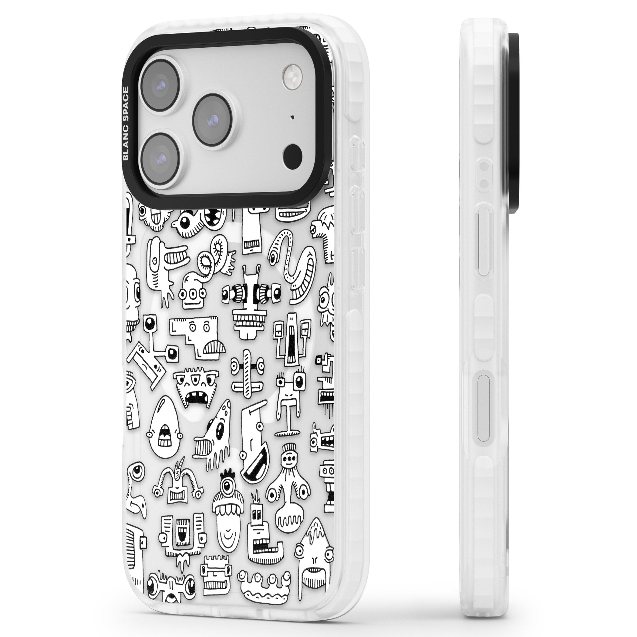 Weird Friends iPhone 17 Pro Max Impact Pro Clear Phone Case Side Profile