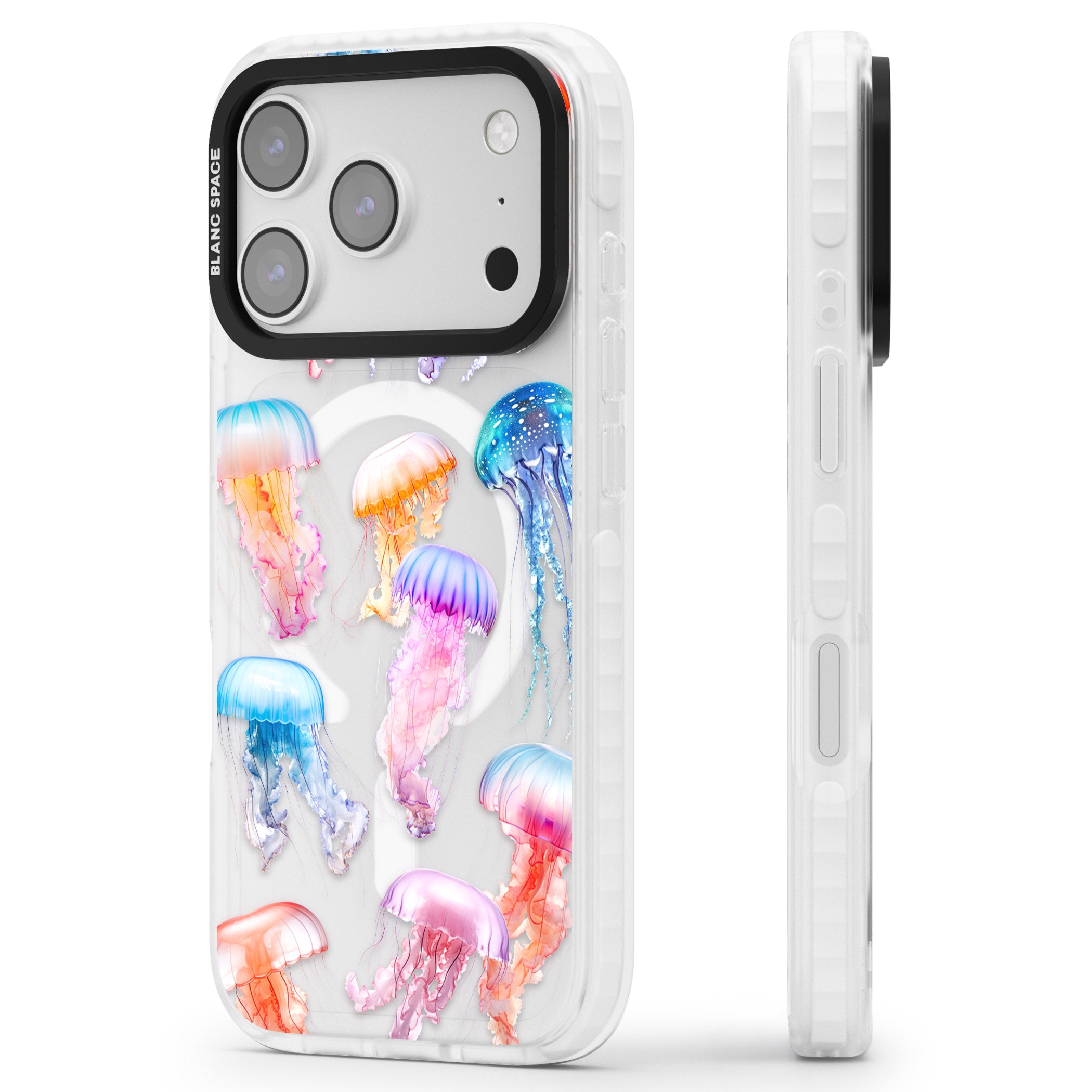 Vibrant Jellyfish iPhone 17 Pro Max Impact Pro Clear Phone Case Side Profile