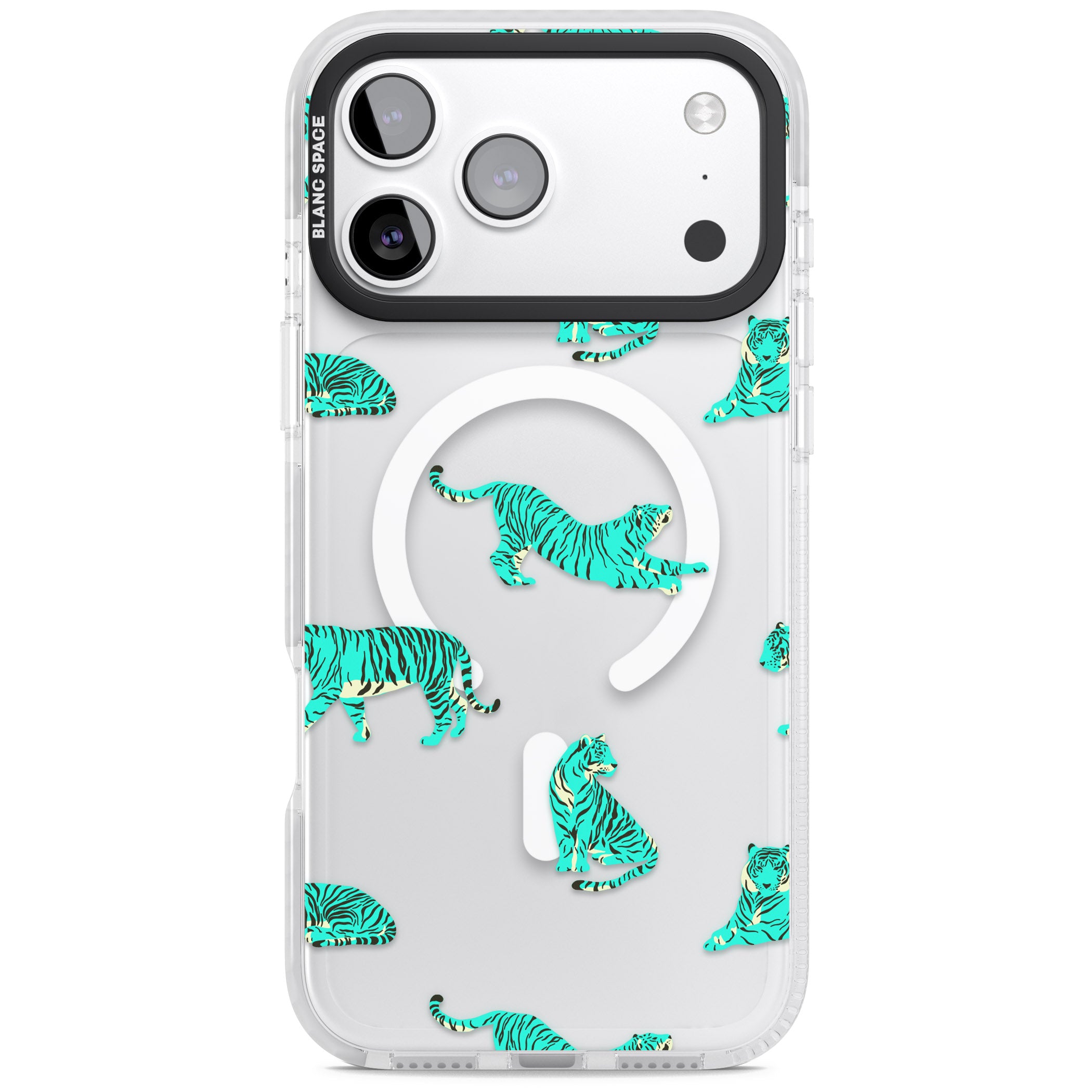 Turquoise Tiger iPhone 17 Pro Impact Pro Clear Phone Case