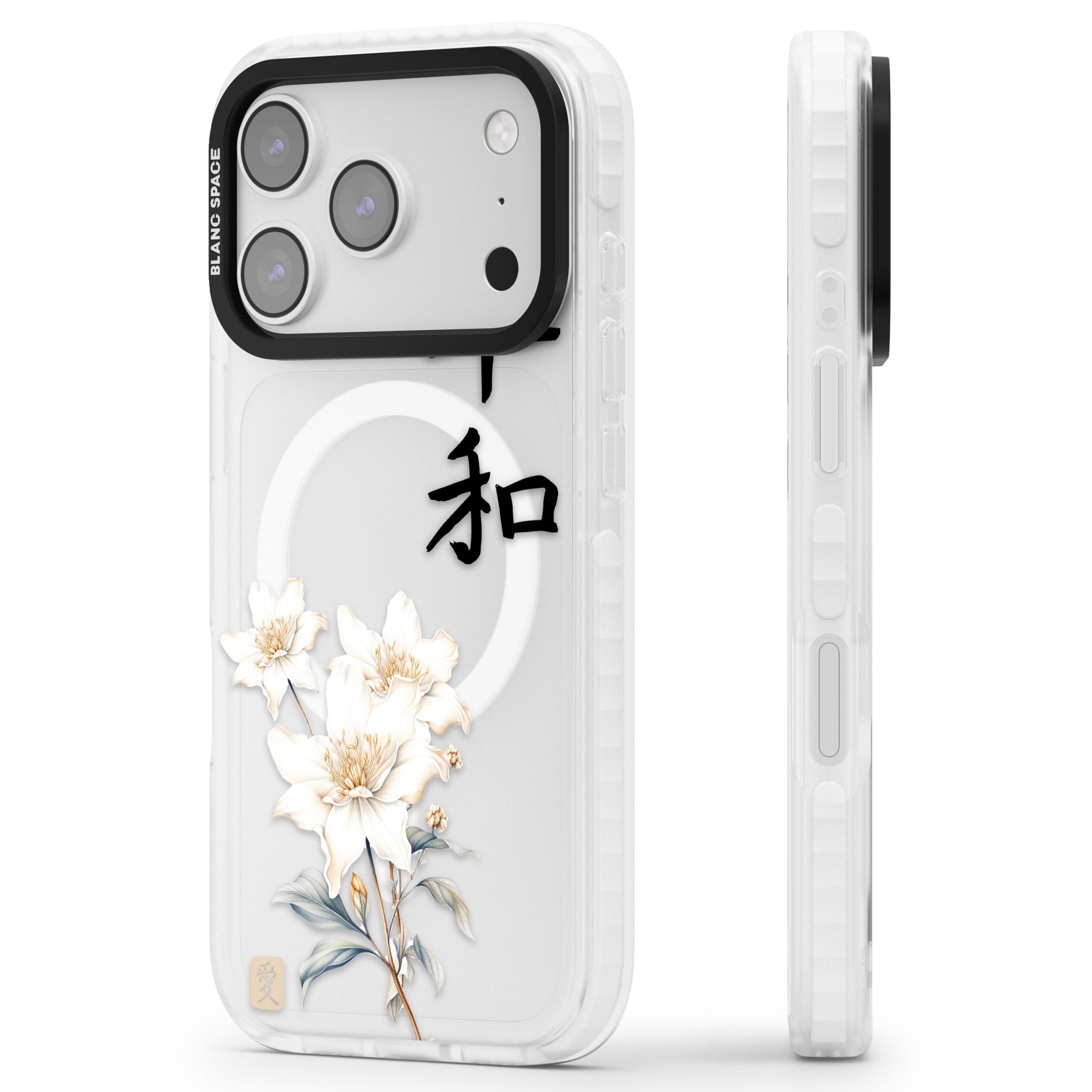 Peace And Flowers iPhone 17 Pro Max Impact Pro Clear Phone Case Side Profile