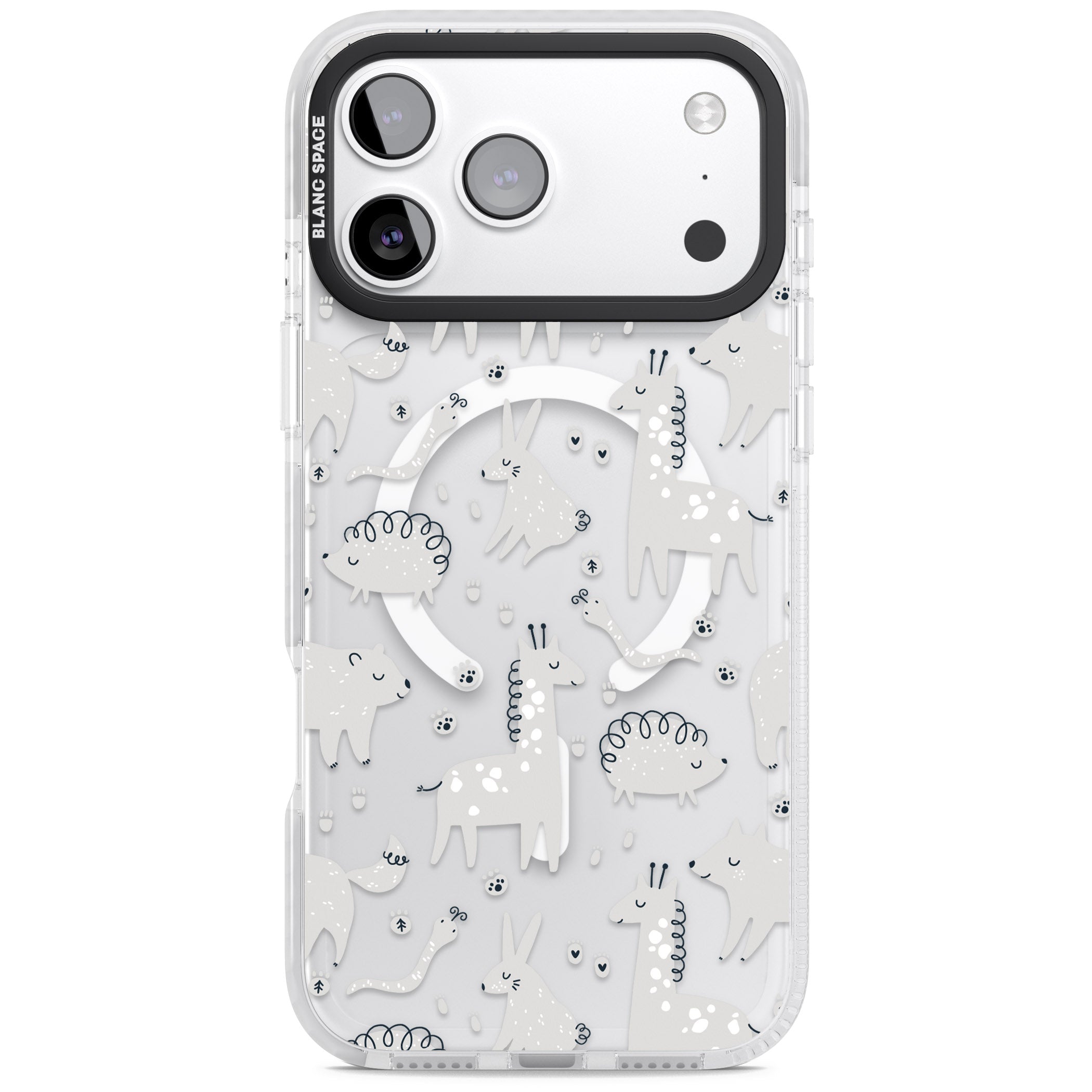 Monochrome Animal Party iPhone 17 Pro Max Impact Pro Clear Phone Case