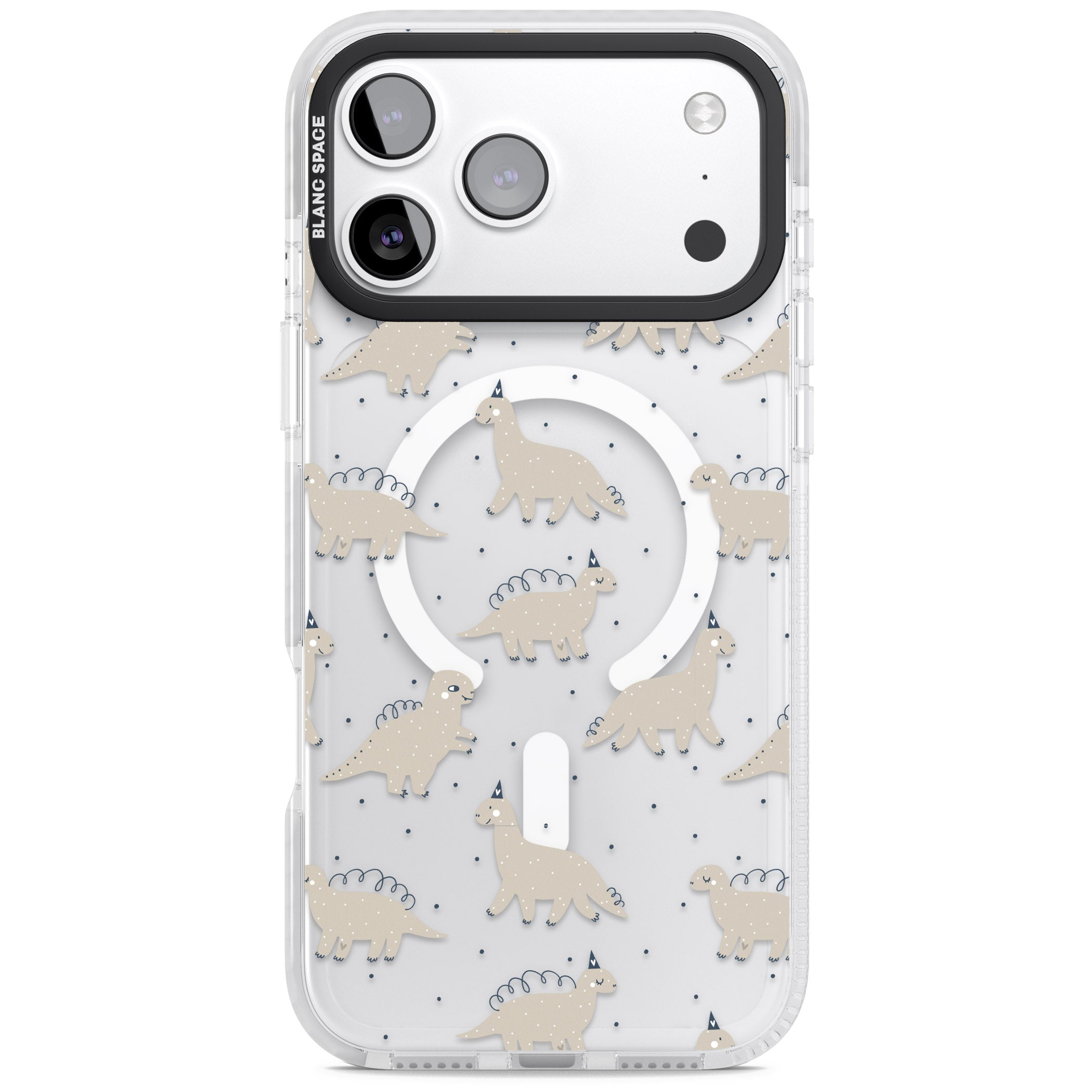 Adorable Dino Pattern iPhone 17 Pro Max Impact Pro Clear Phone Case