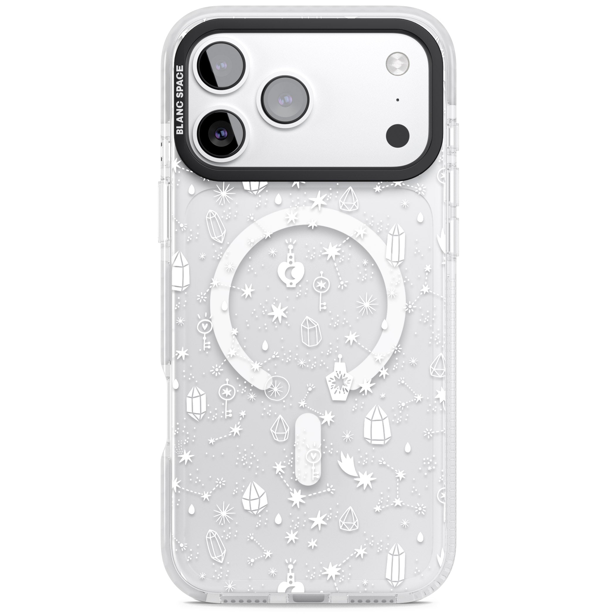 White Cosmic Crystal iPhone 17 Pro Max Impact Pro Clear Phone Case