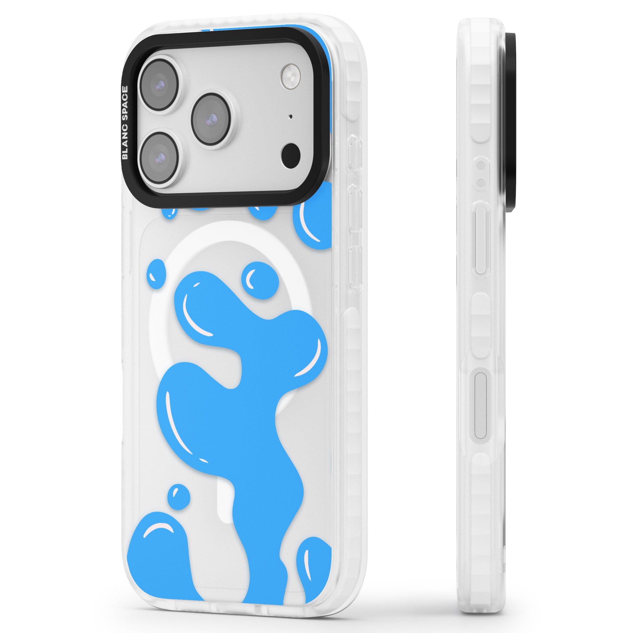 Blue Lava Lamp iPhone 17 Pro Max Impact Pro Clear Phone Case Side Profile