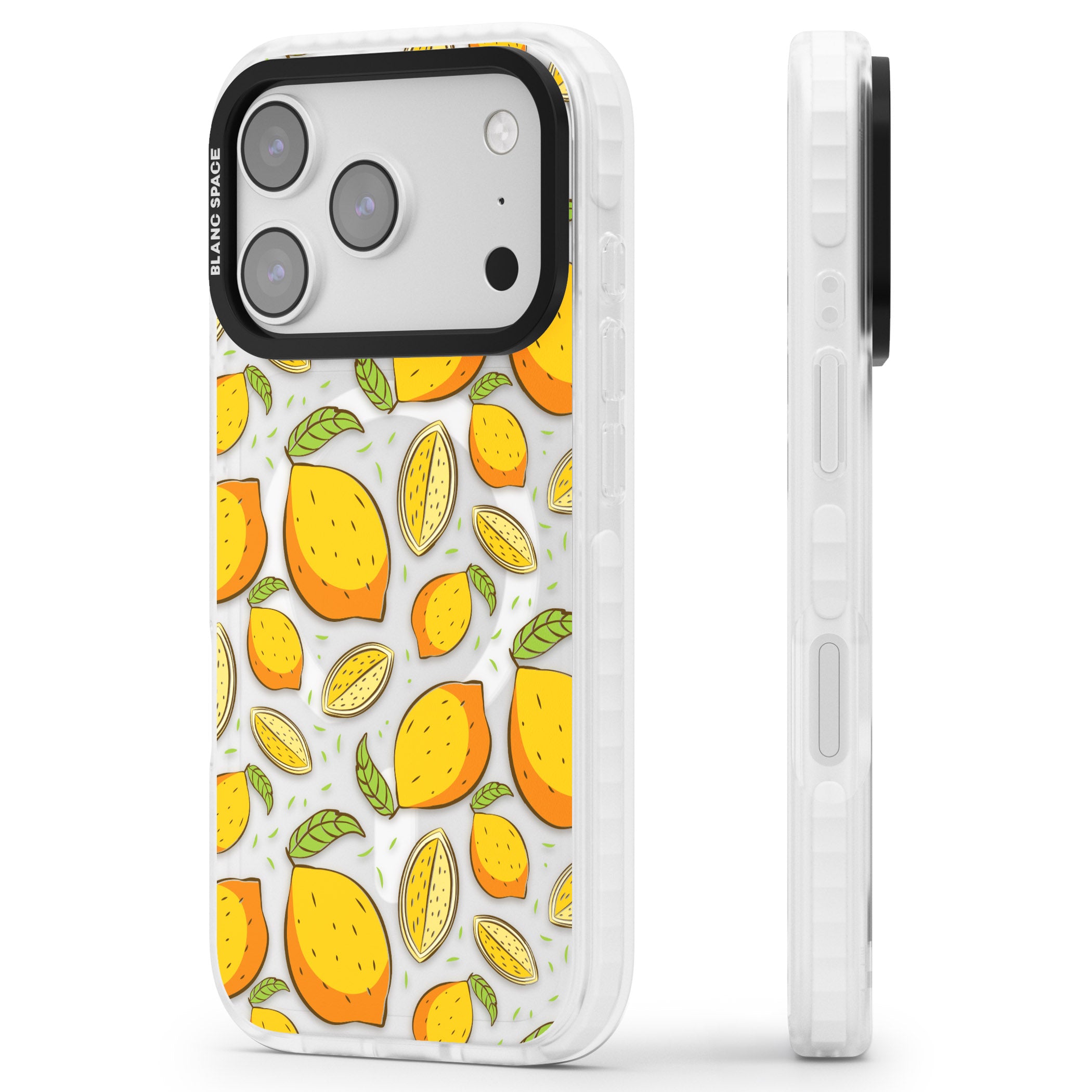 Lemon Pattern iPhone 17 Pro Max Impact Pro Clear Phone Case Side Profile