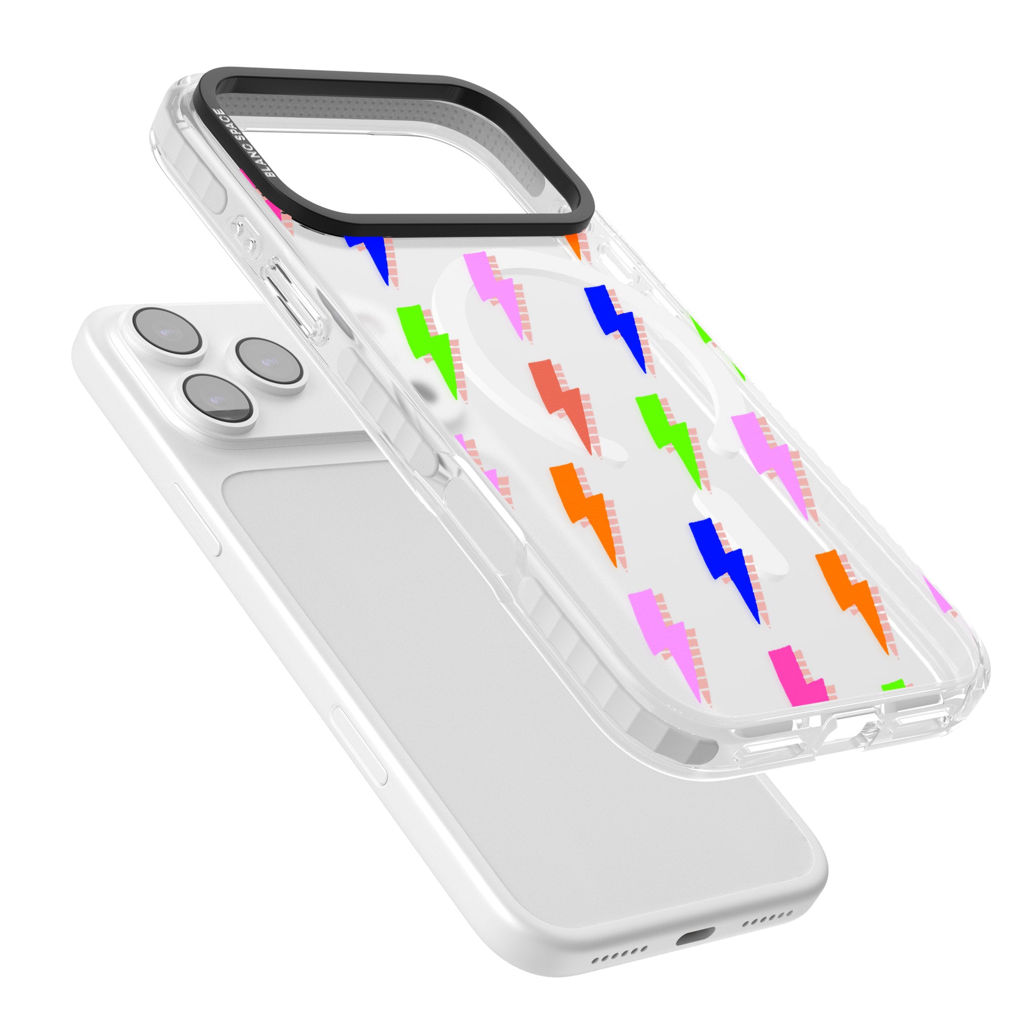 Rainbow Pop Lightning iPhone 17 Pro Max Impact Pro Clear Phone Case Colours