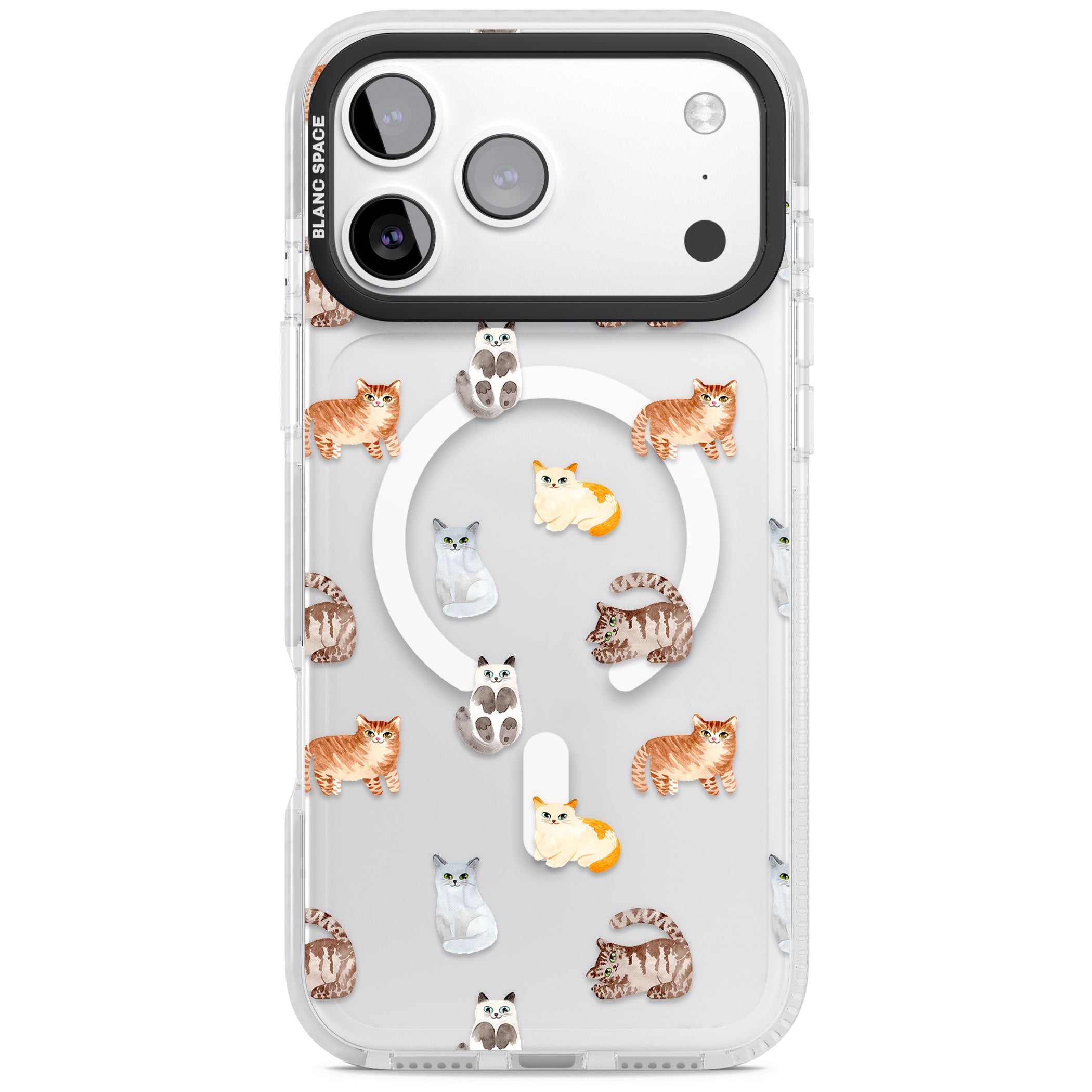 Cute Cat Pattern Classic iPhone 17 Pro Max Impact Pro Clear Phone Case