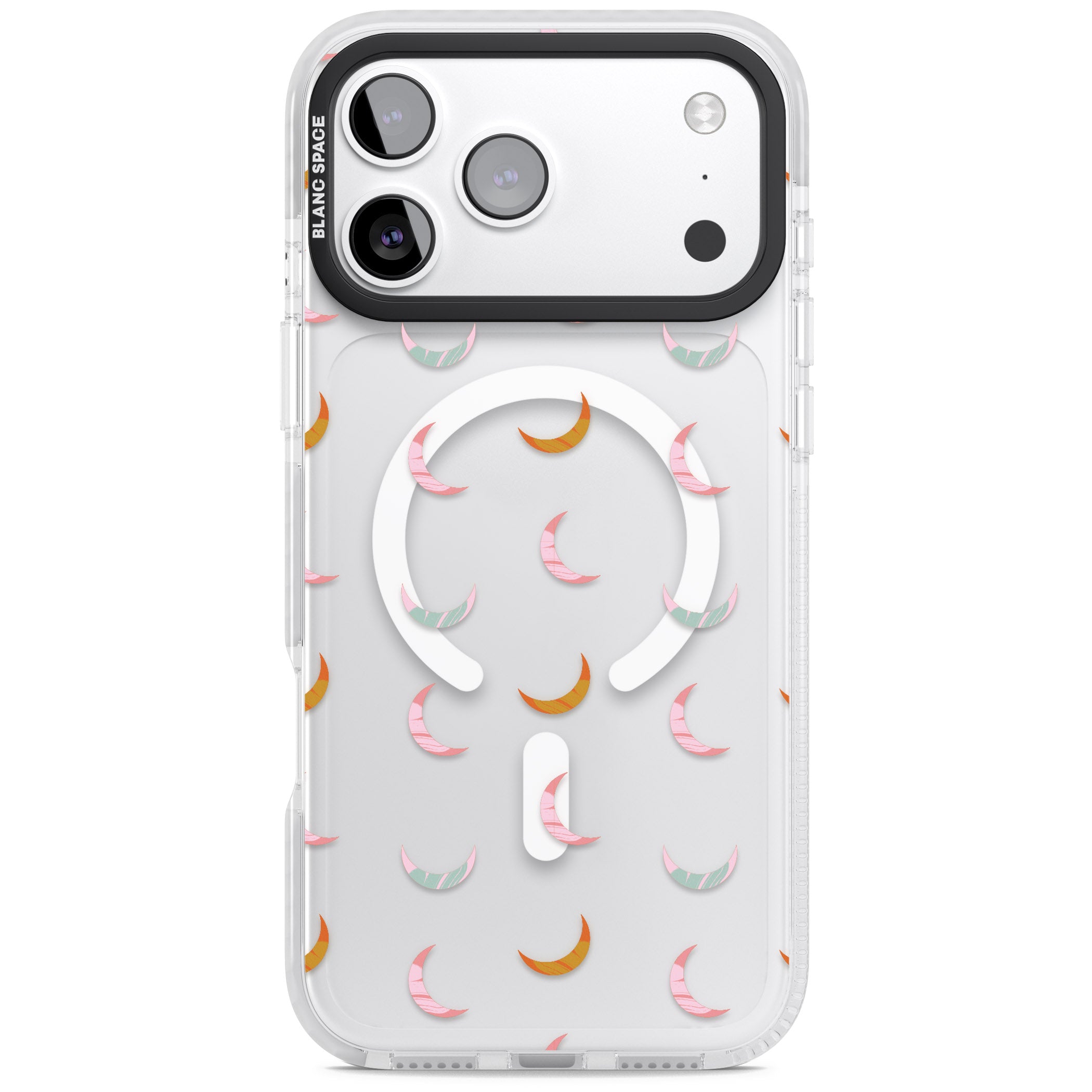 Colourful Crescent Moons iPhone 17 Pro Max Impact Pro Clear Phone Case
