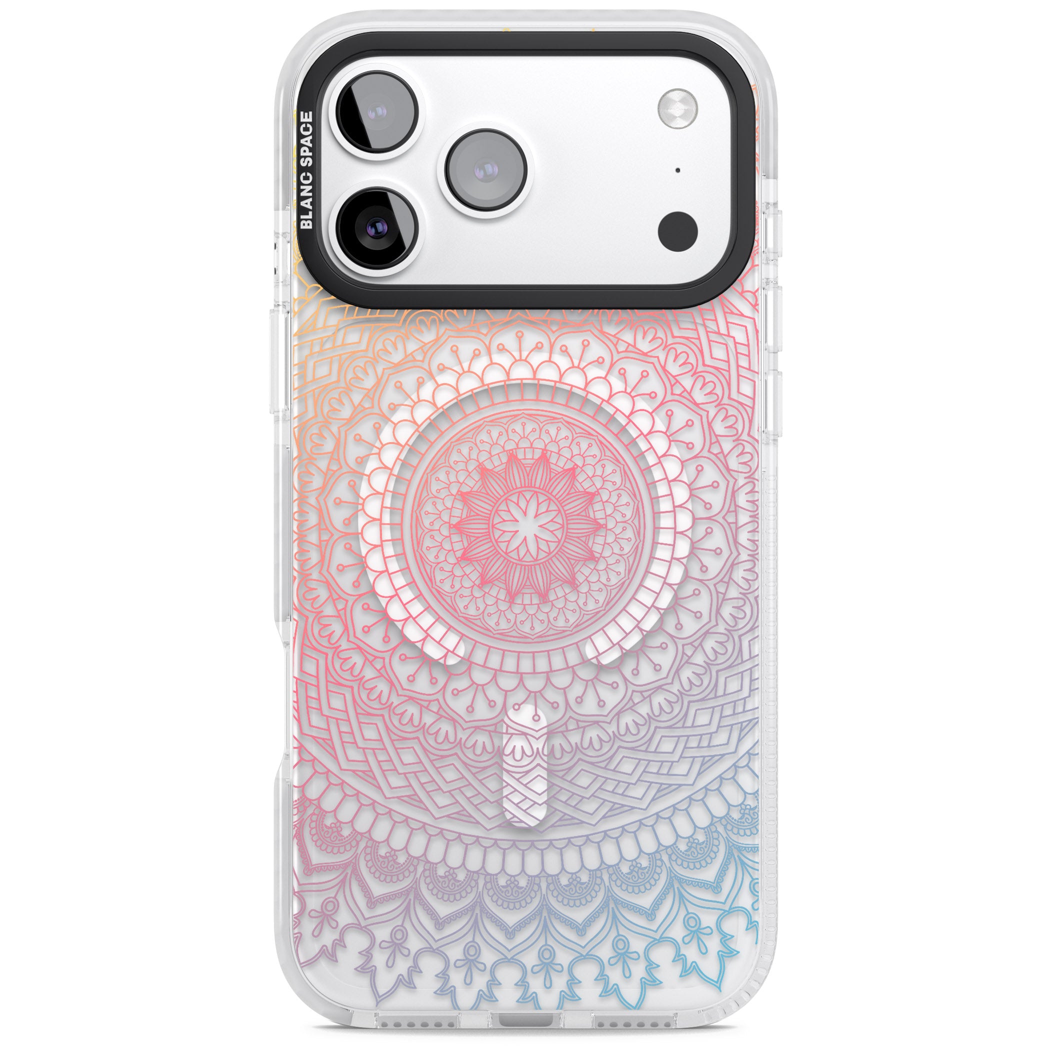Rainbow Mandala iPhone 17 Pro Max Impact Pro Clear Phone Case