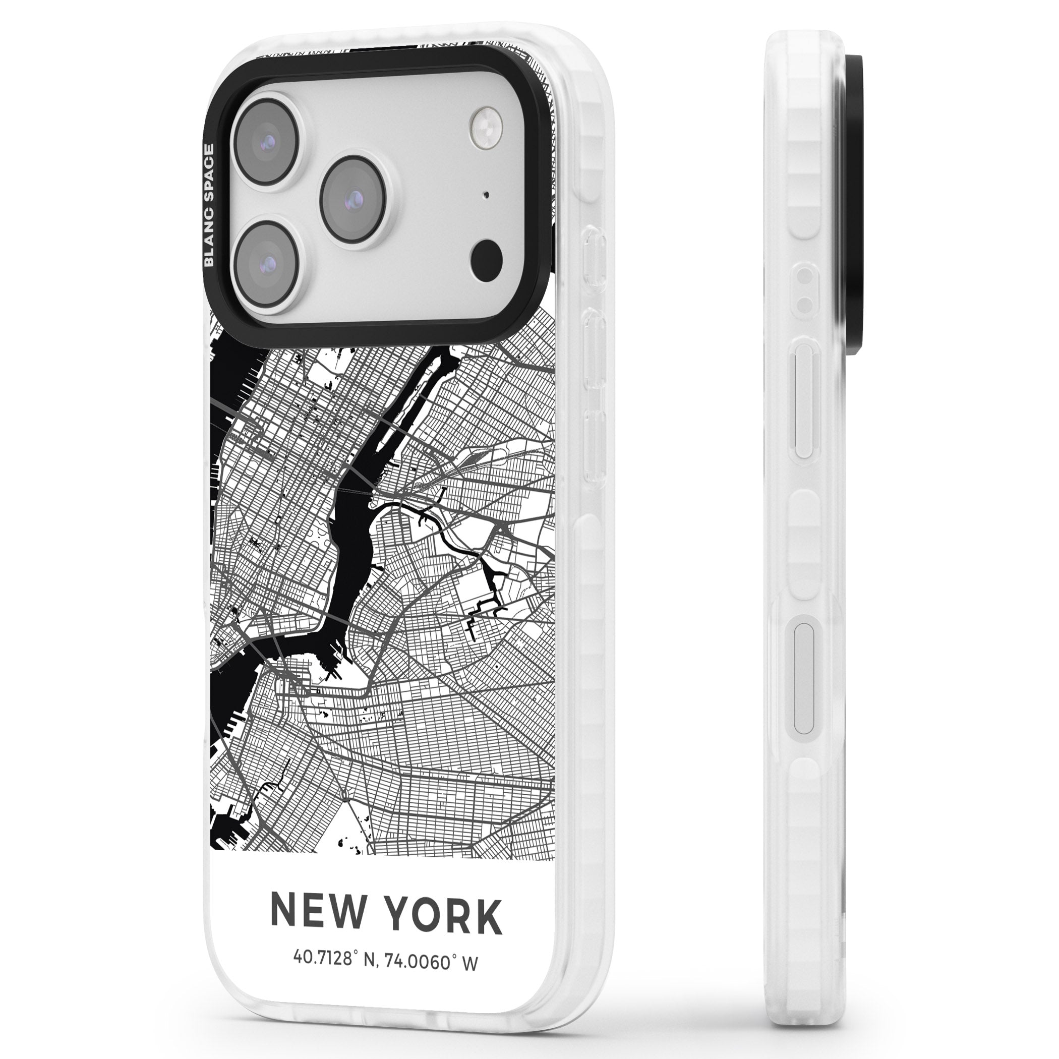 New York Map iPhone 17 Pro Max Impact Pro Clear Phone Case Side Profile