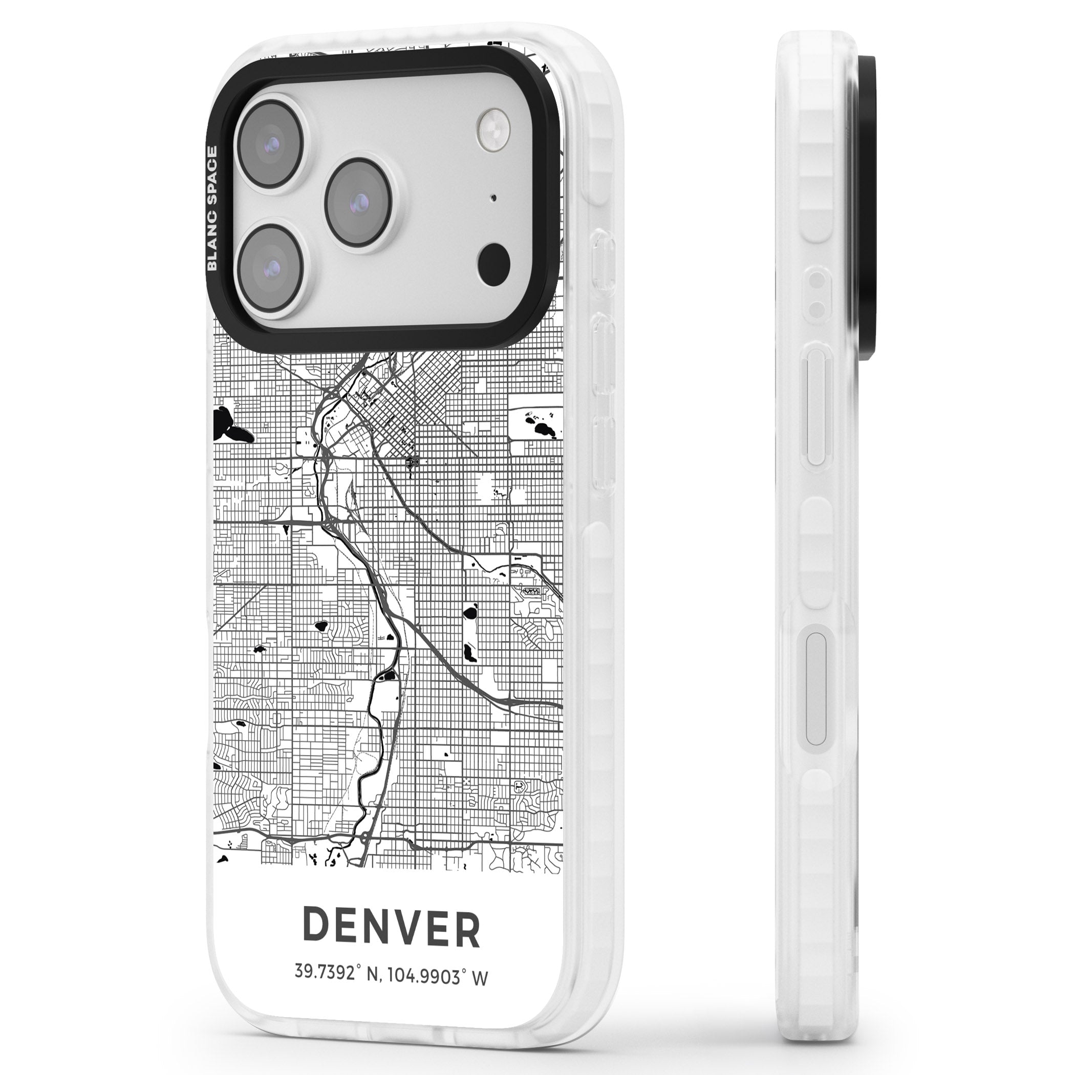 Denver Map iPhone 17 Pro Max Impact Pro Clear Phone Case Side Profile