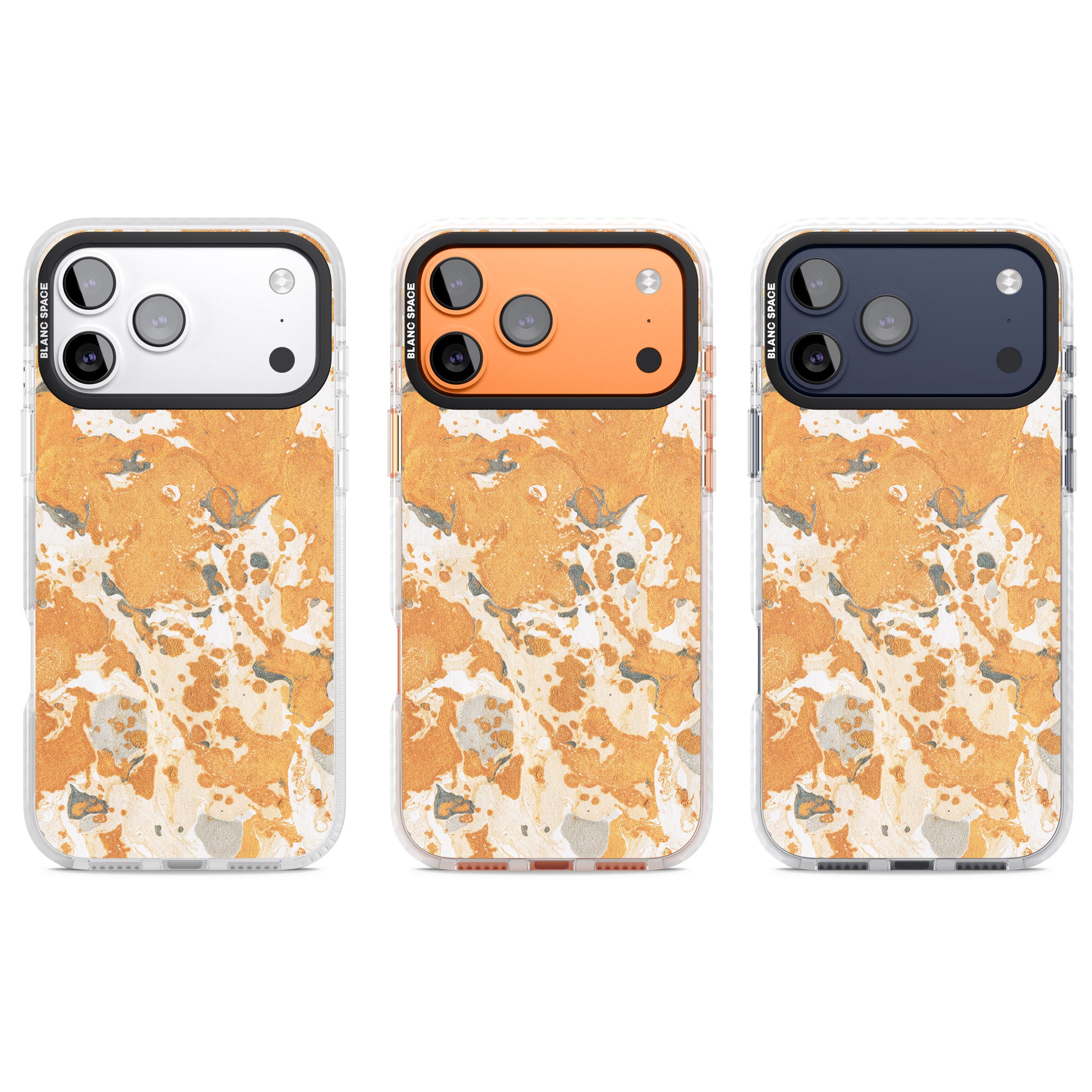 Orange Marbled iPhone 17 Pro Impact Pro Clear Phone Case APT Impact Protection