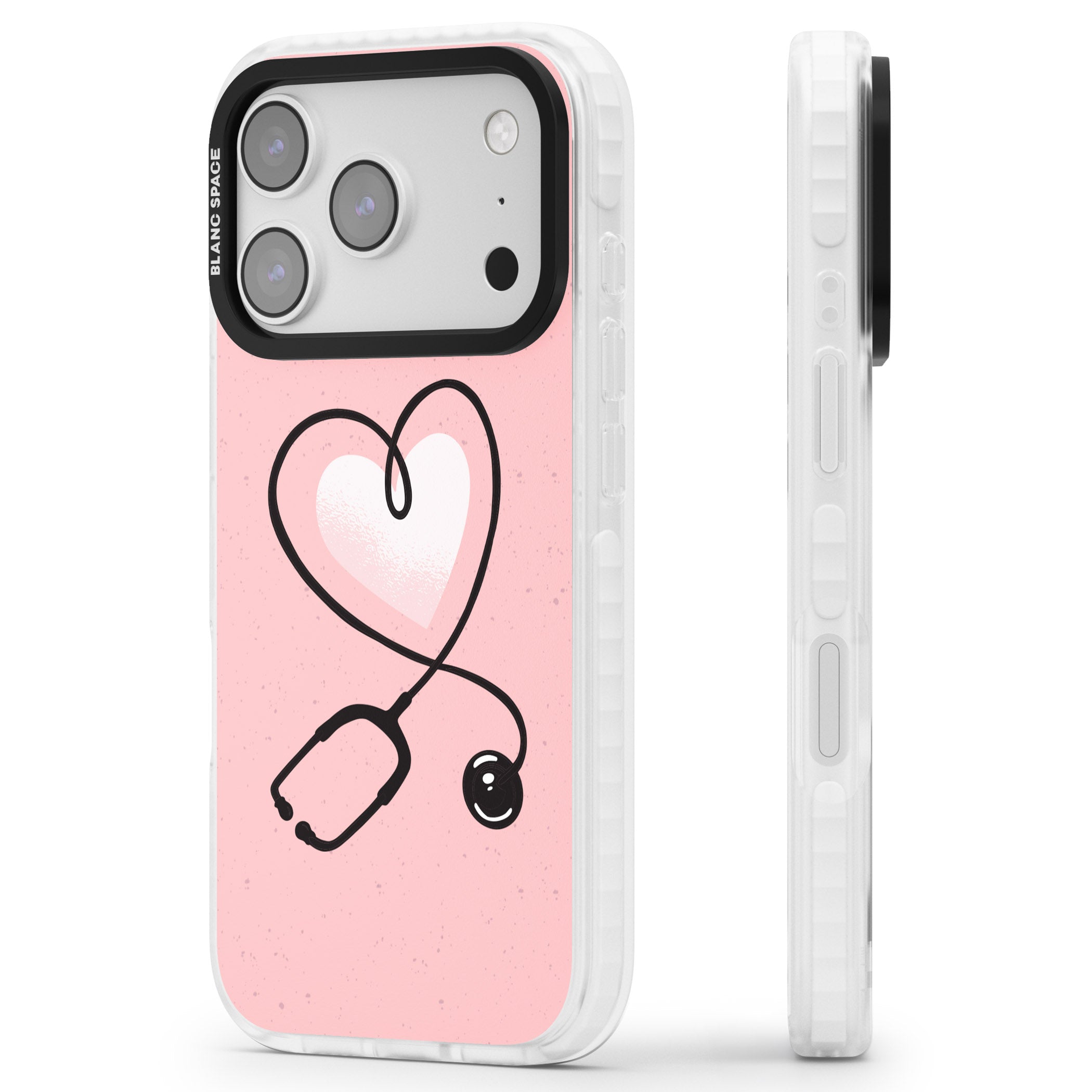 Stethoscope Heart iPhone 17 Pro Max Impact Pro Clear Phone Case Side Profile