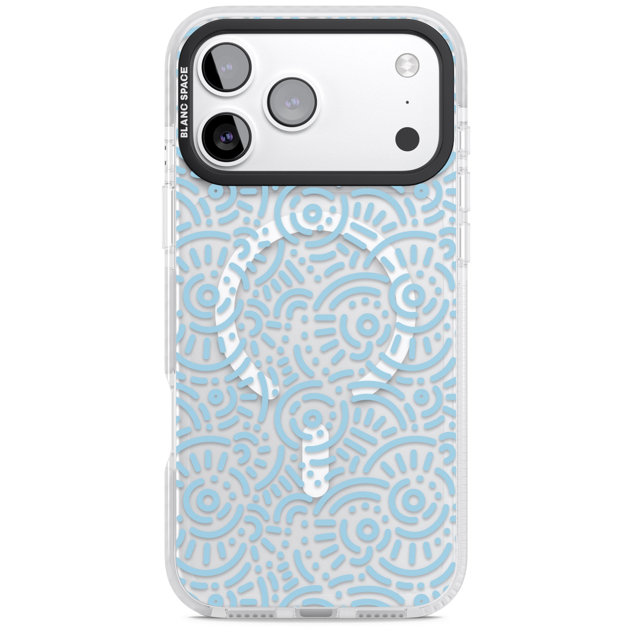 Light Blue Retro Pattern iPhone 17 Pro Max Impact Pro Clear Phone Case