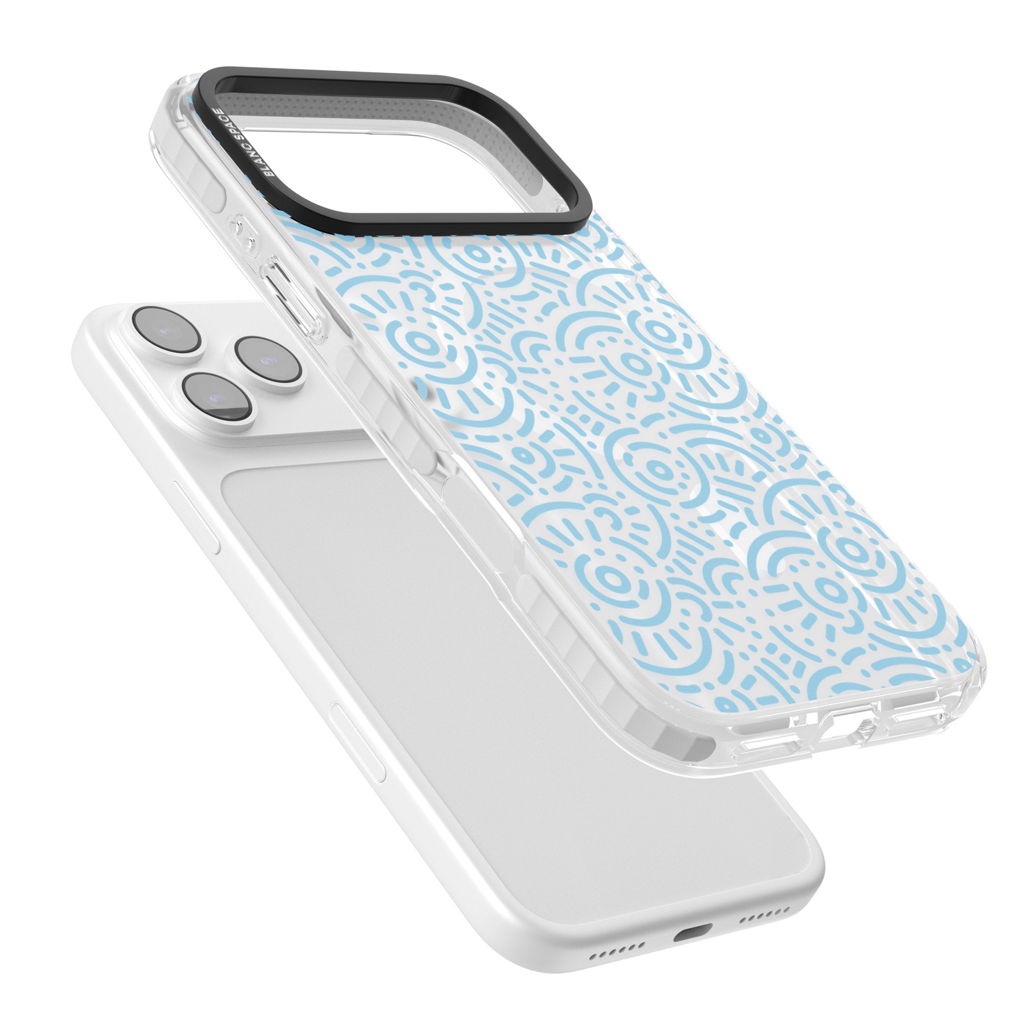 Light Blue Retro Pattern iPhone 17 Pro Max Impact Pro Clear Phone Case Colours