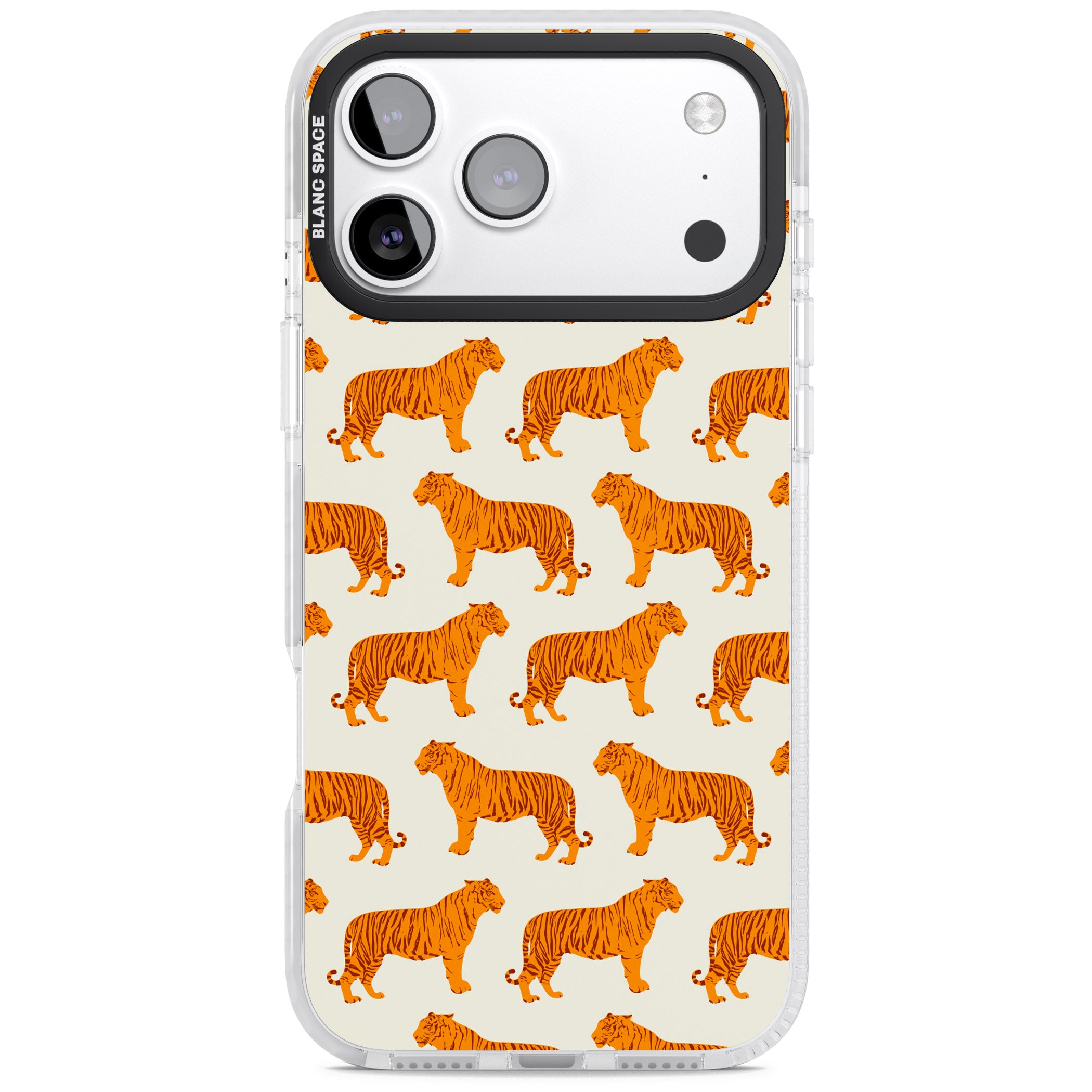 Trendy Tiger Patterns Tigers On Khaki iPhone 17 Pro Max Impact Pro Clear Phone Case